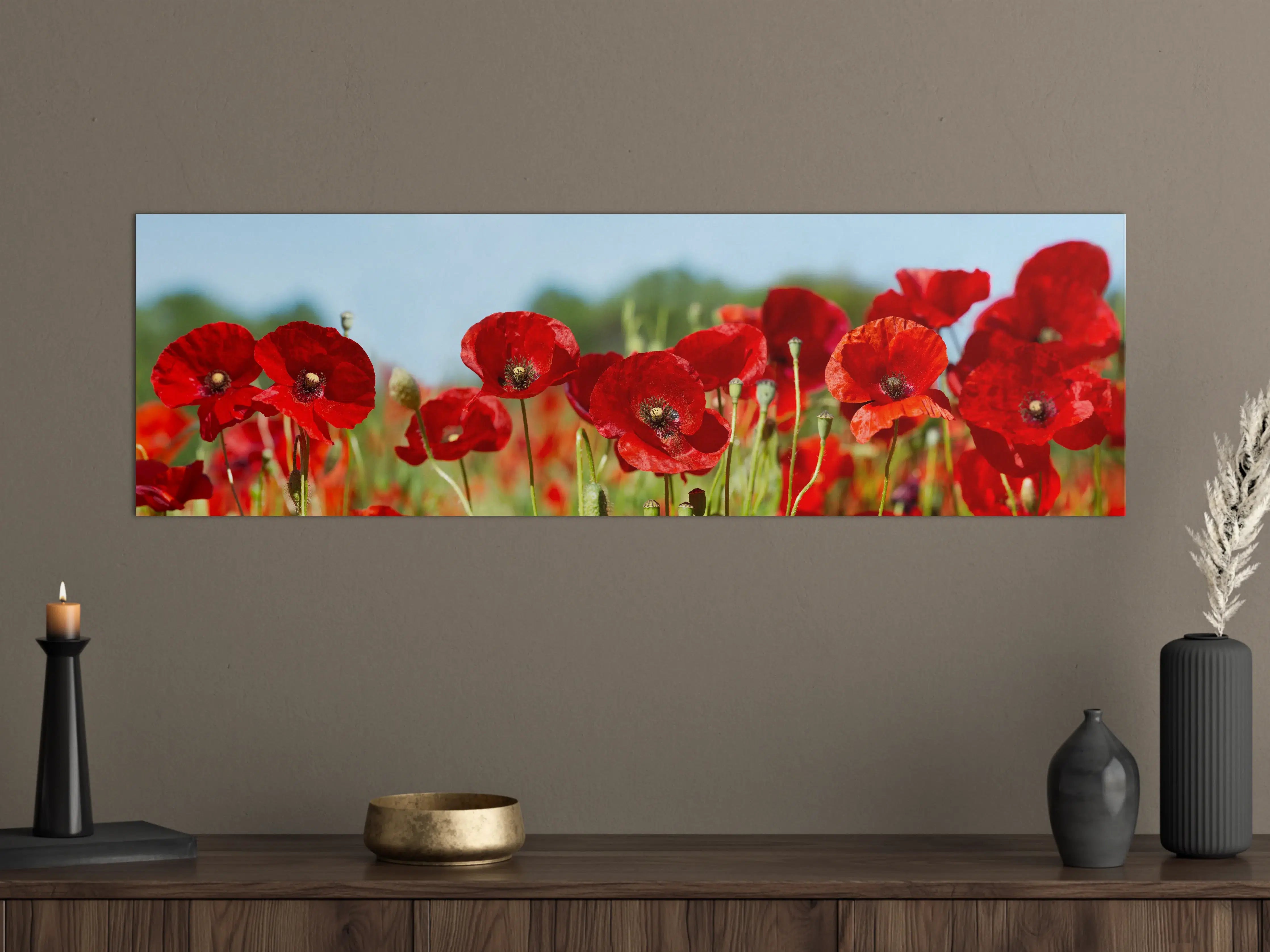 Große Wandbilder - Rote Mohnblumen auf einem Feld