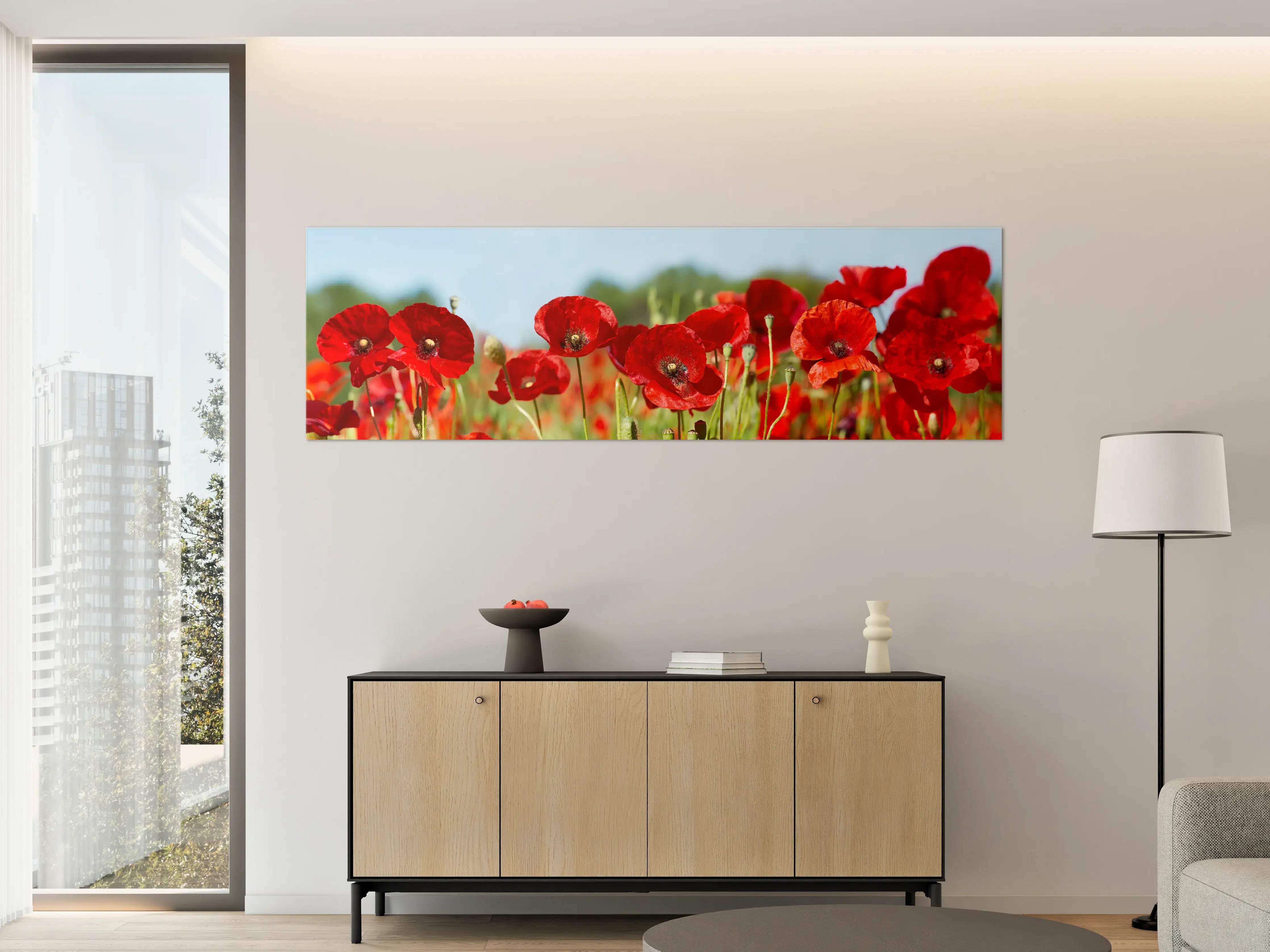 Große Wandbilder - Rote Mohnblumen auf einem Feld