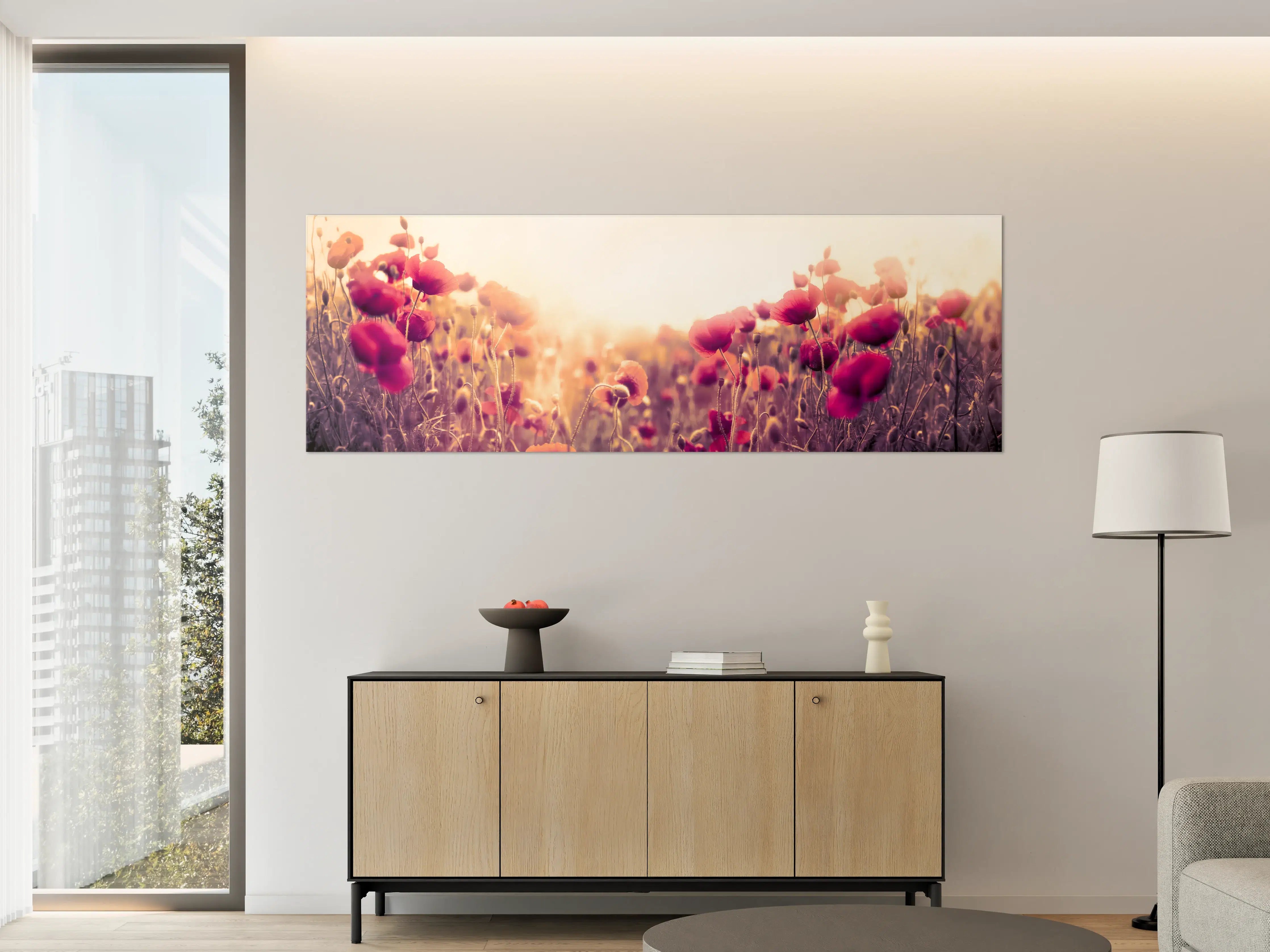 Große Wandbilder - Rote Mohnblumen in der Sonne