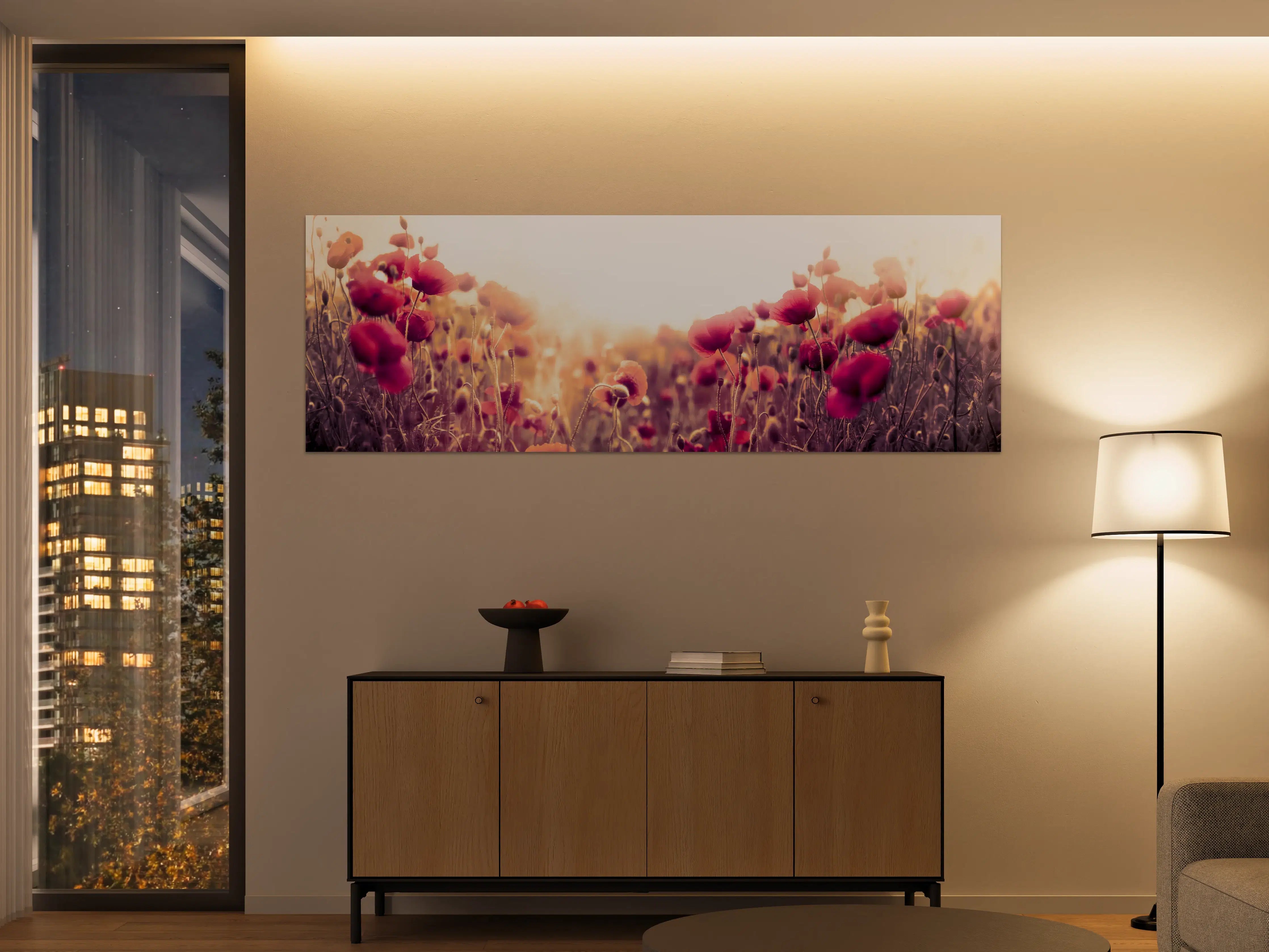 Große Wandbilder - Rote Mohnblumen in der Sonne