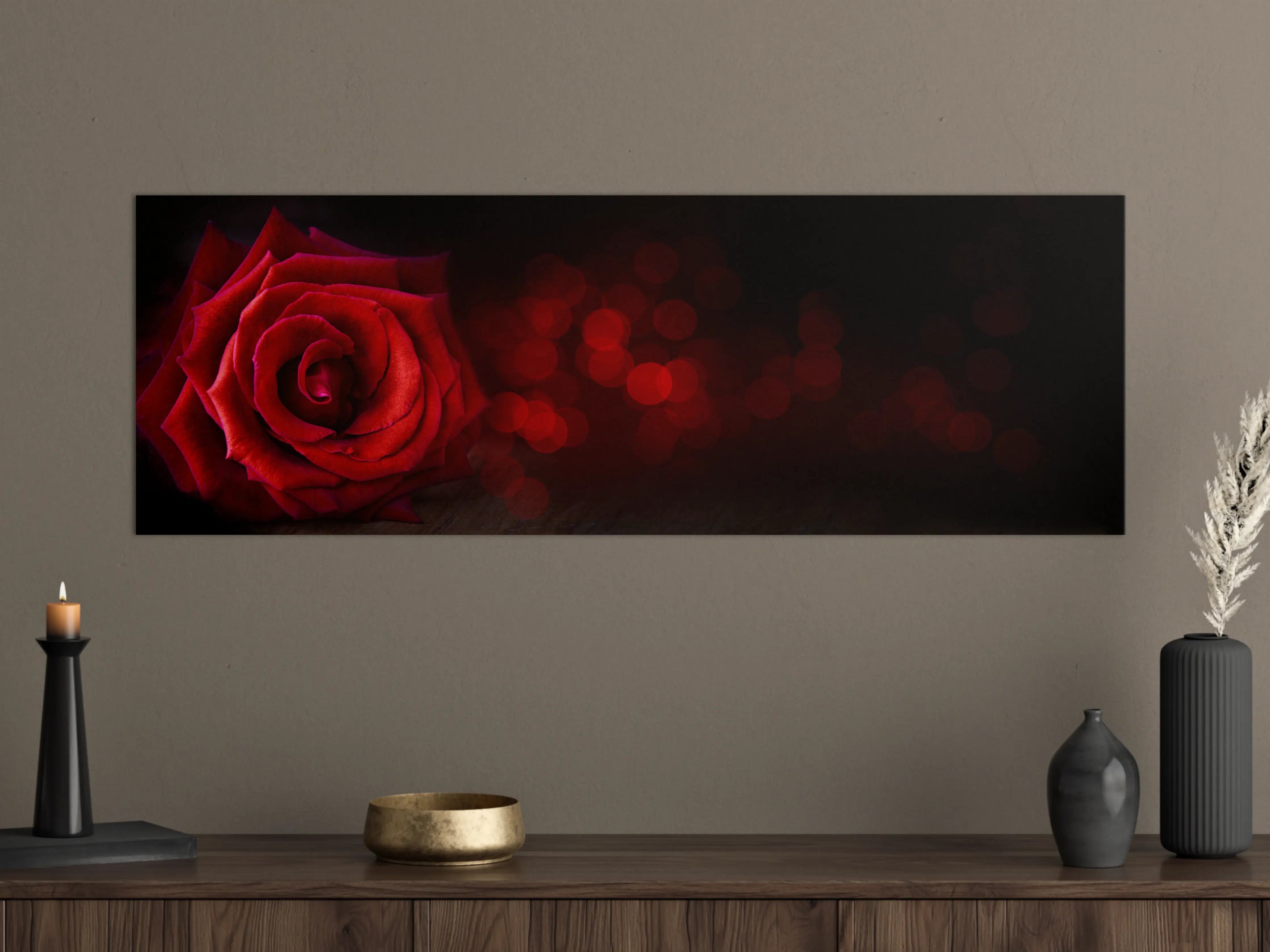 Große Wandbilder - Rote Rose auf schwarzem Hintergrund