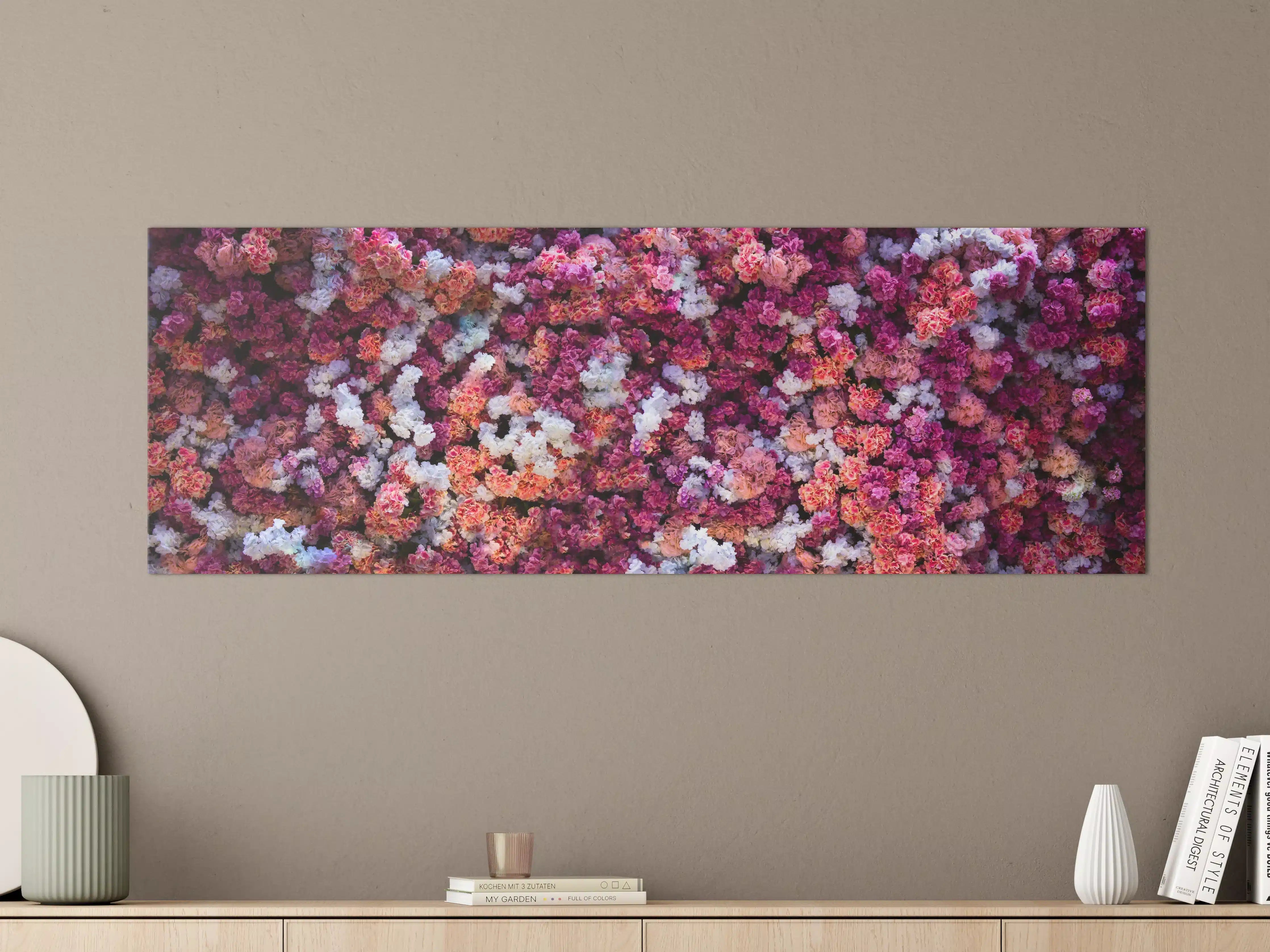 Große Wandbilder - Rote-Weiße Blumenwand Natur