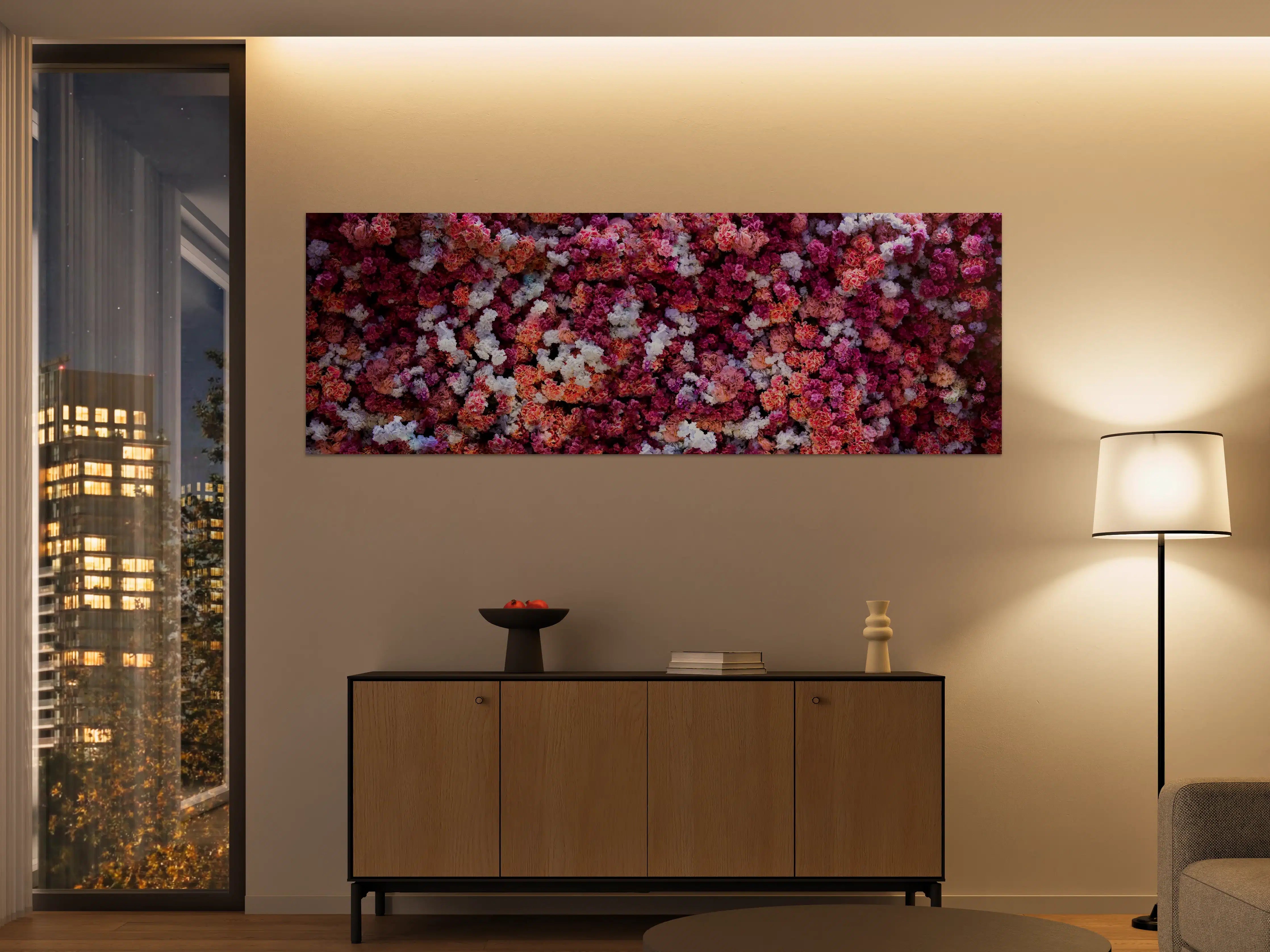 Große Wandbilder - Rote-Weiße Blumenwand Natur