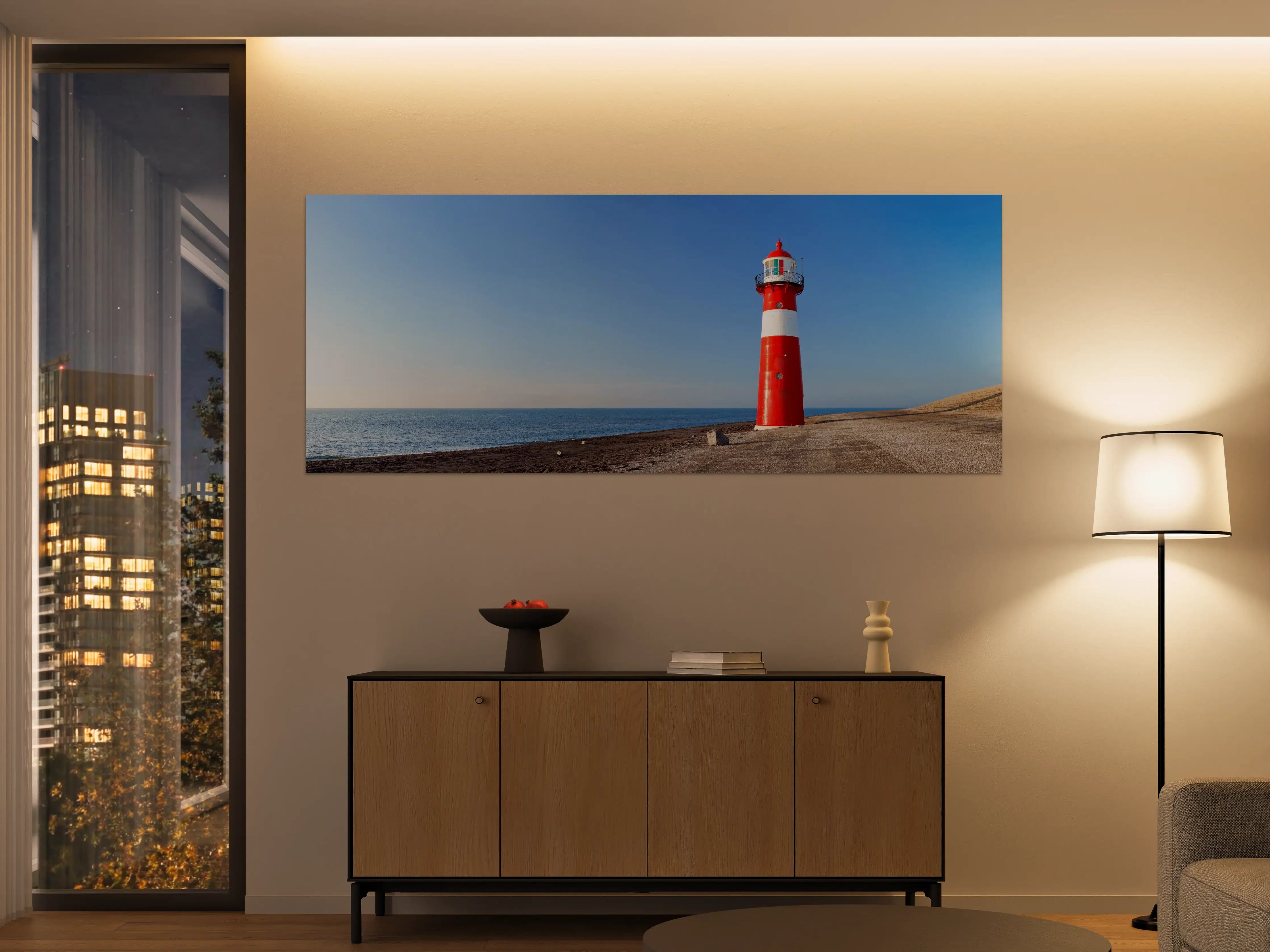 Große Wandbilder - Roter Leuchtturm am Meer