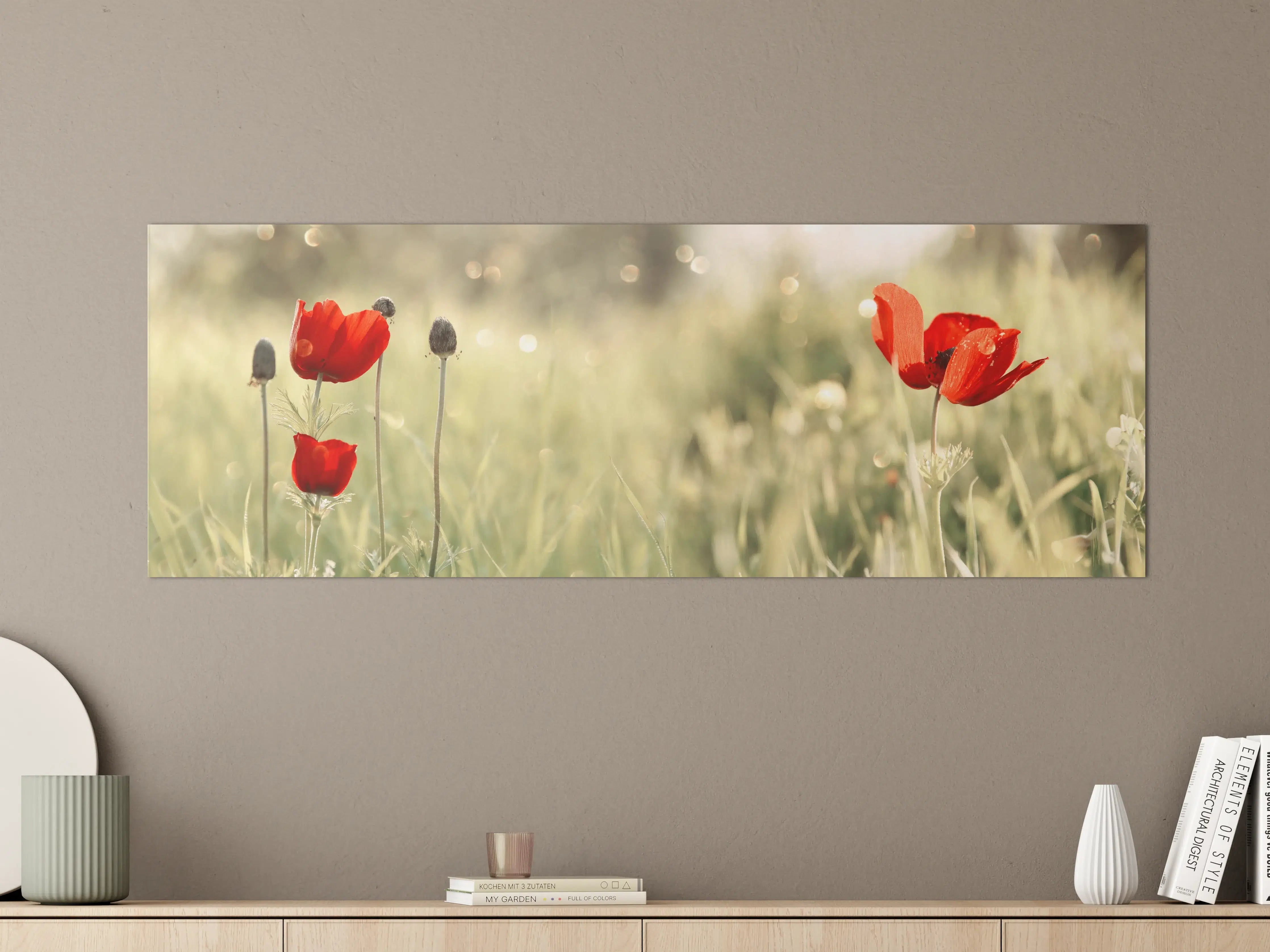 Große Wandbilder - Roter Mohn auf Wiese