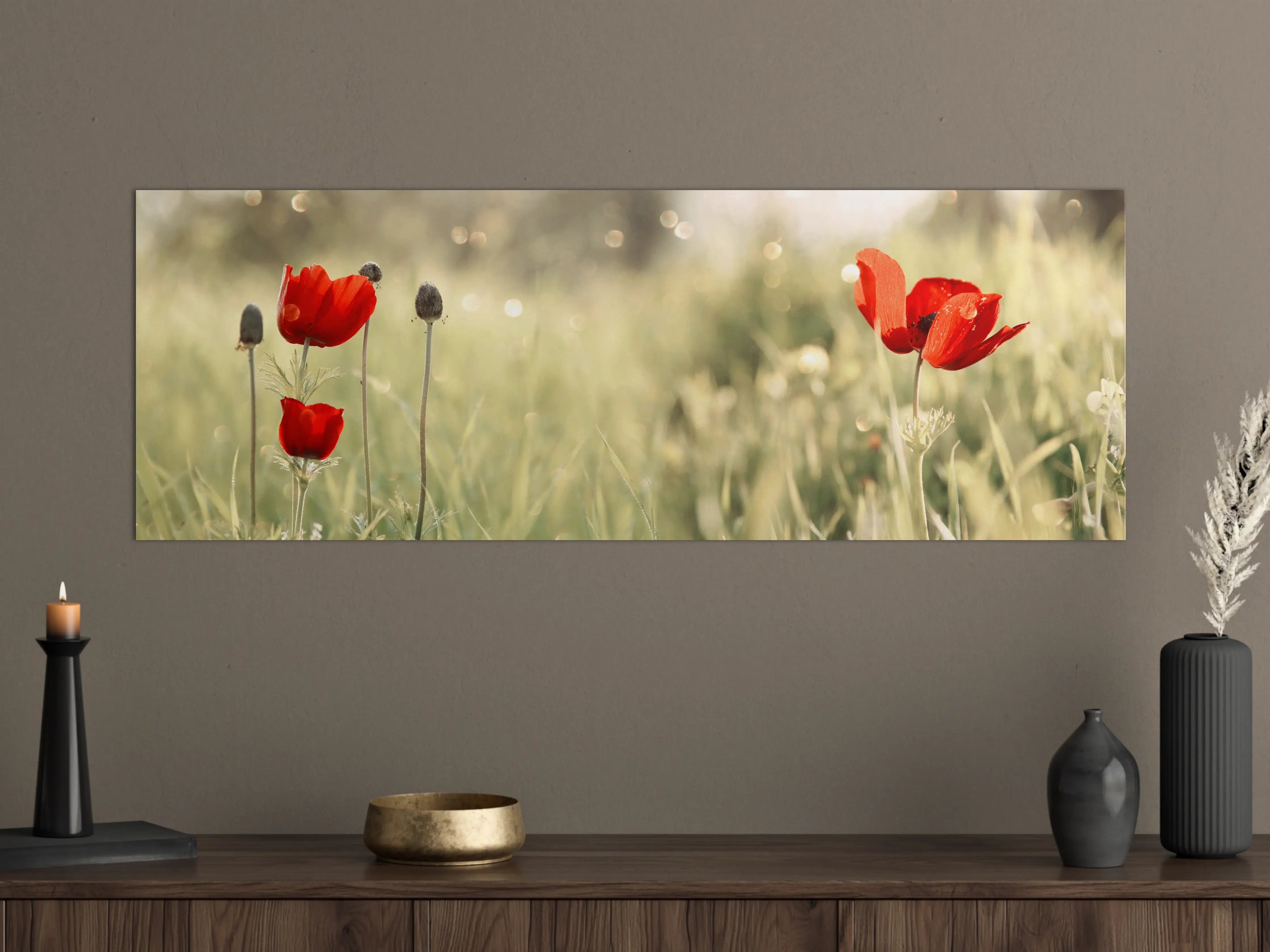 Große Wandbilder - Roter Mohn auf Wiese