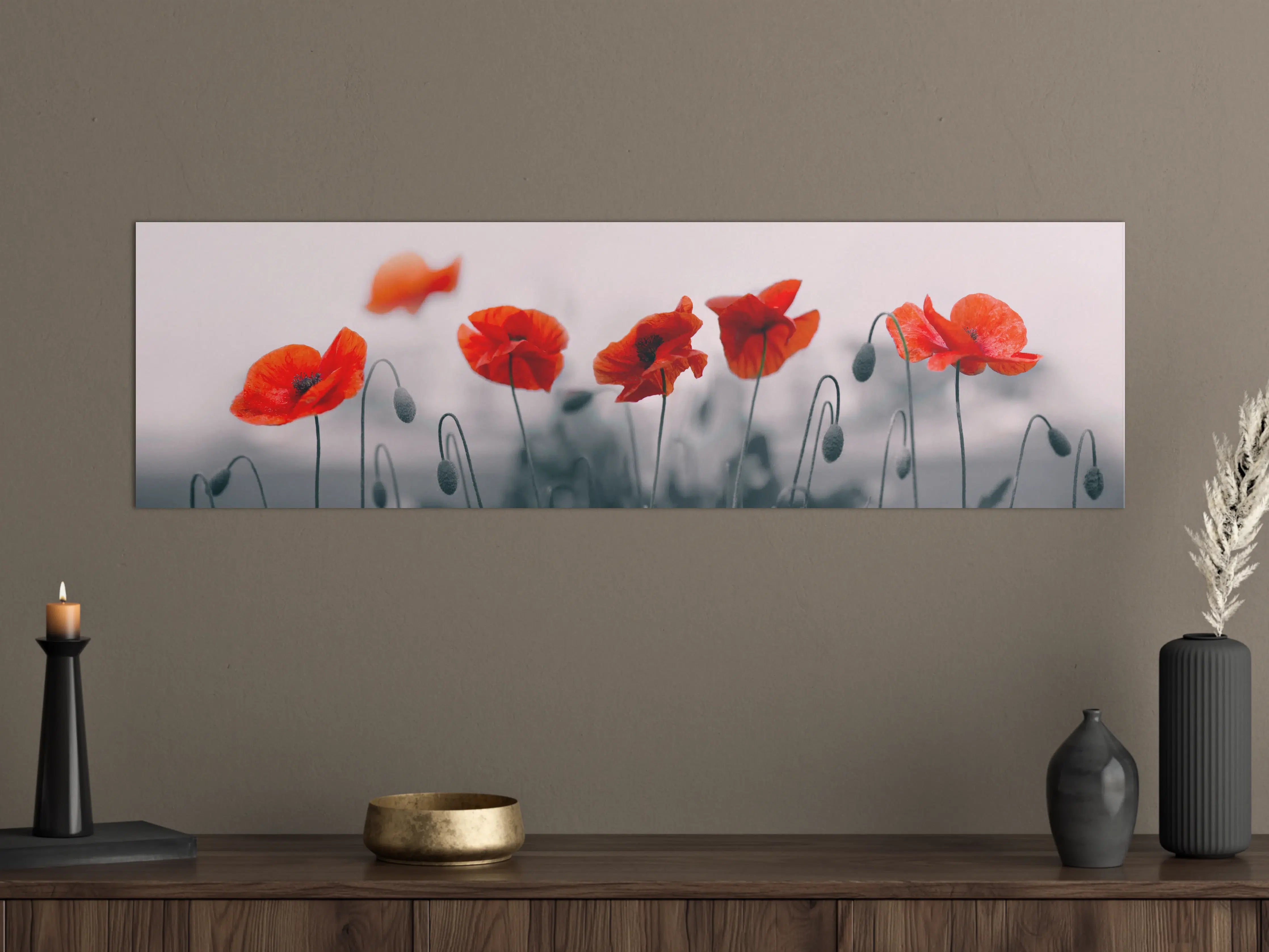 Große Wandbilder - Roter Mohn auf hellem Hintergrund