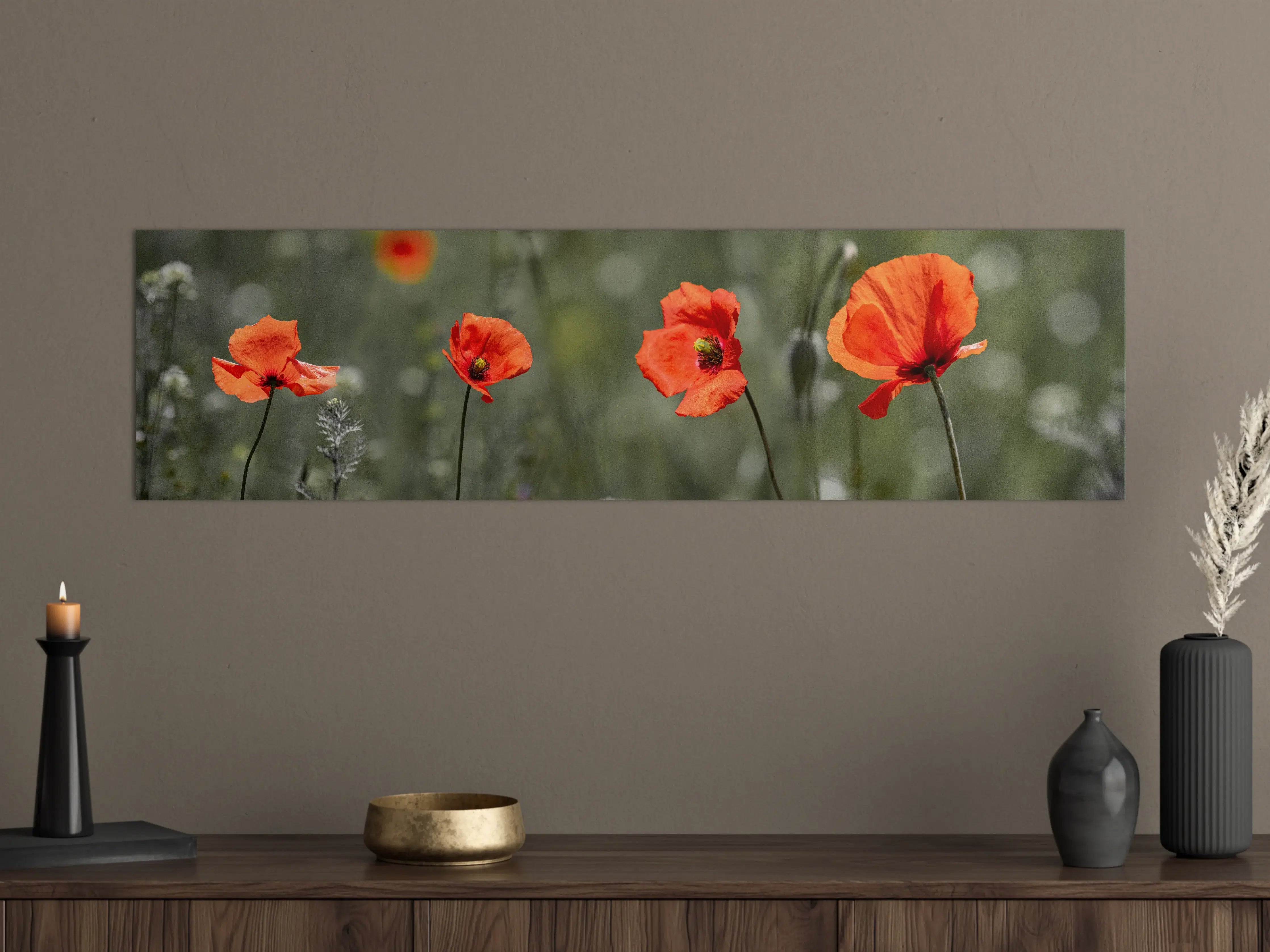 Große Wandbilder - Roter Mohn inmitten des Grüns