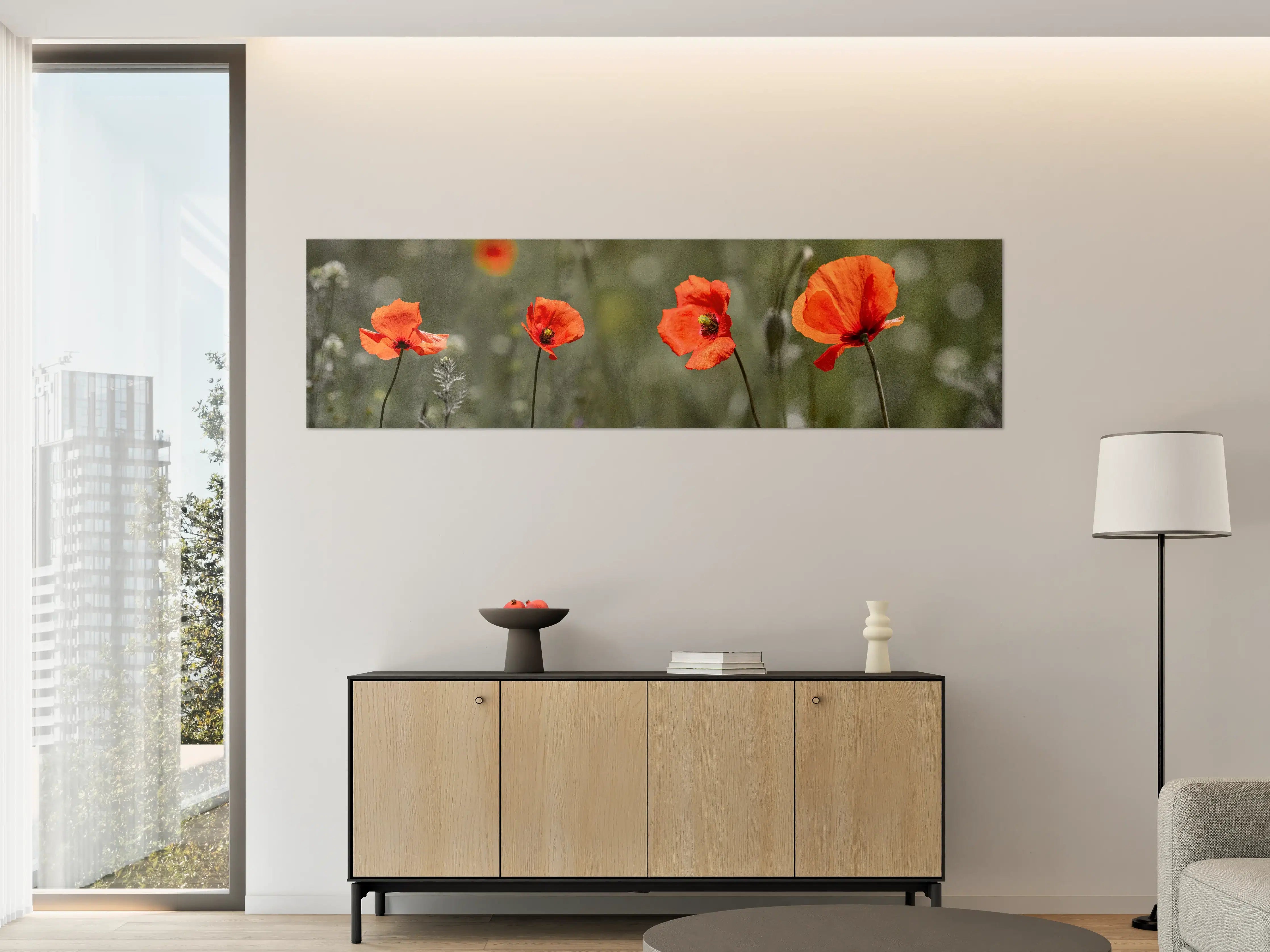 Große Wandbilder - Roter Mohn inmitten des Grüns