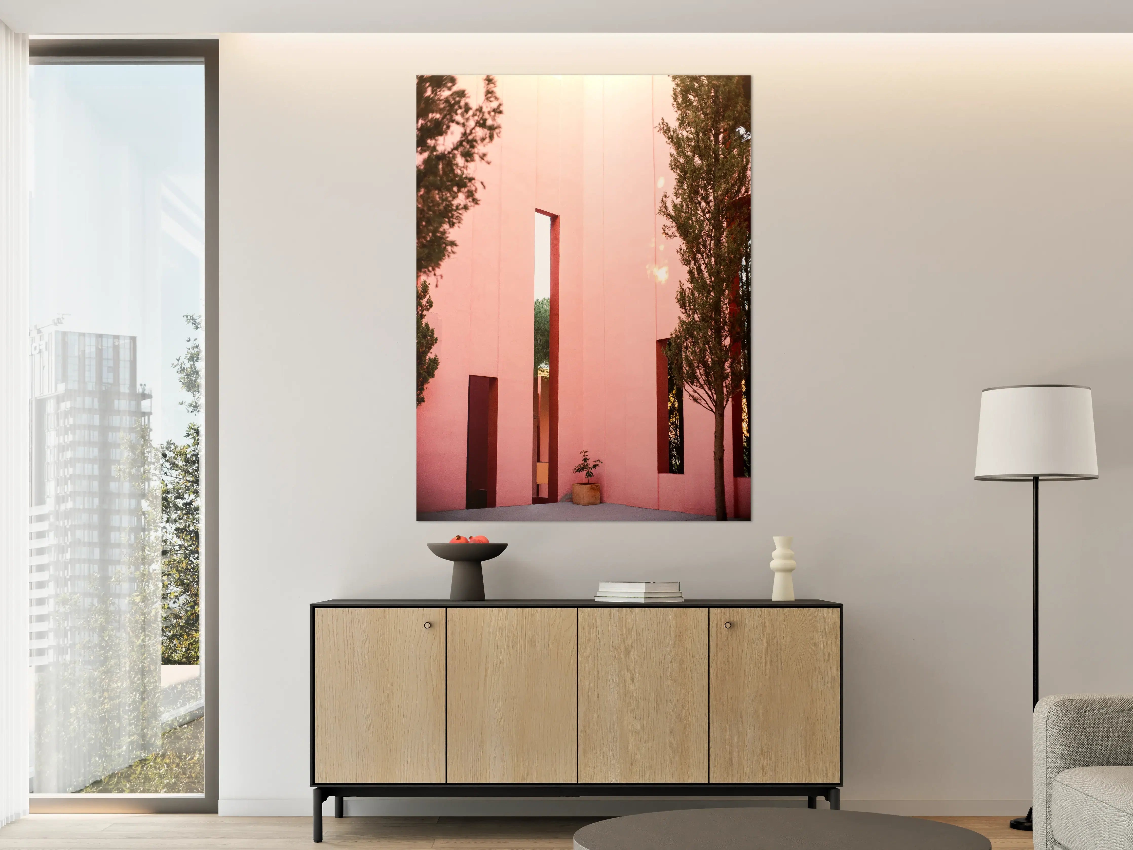 Große Wandbilder - Rotes Architekturkontur-Spiel