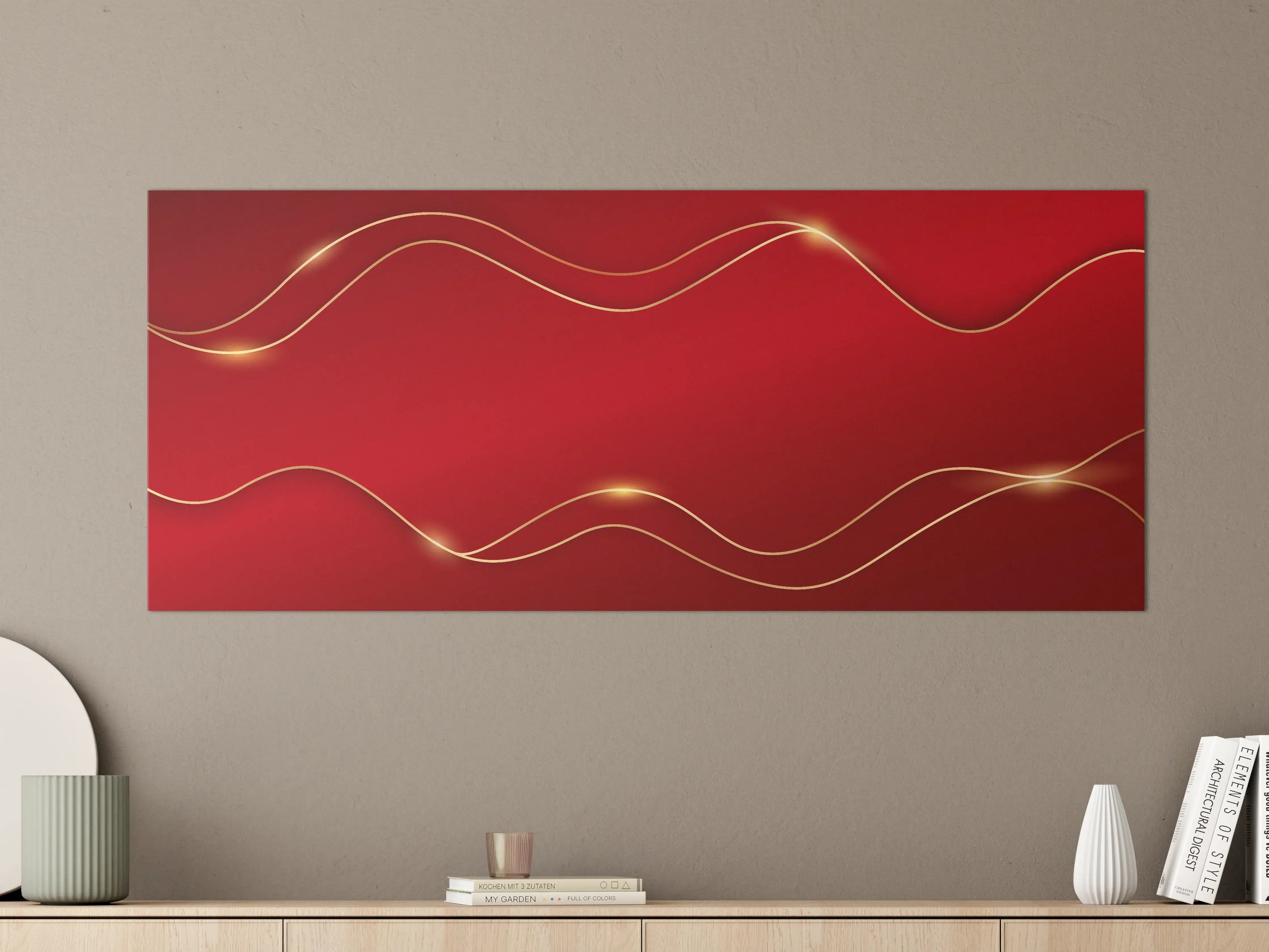 Große Wandbilder - Rotes Luxus-Design mit Goldakzenten