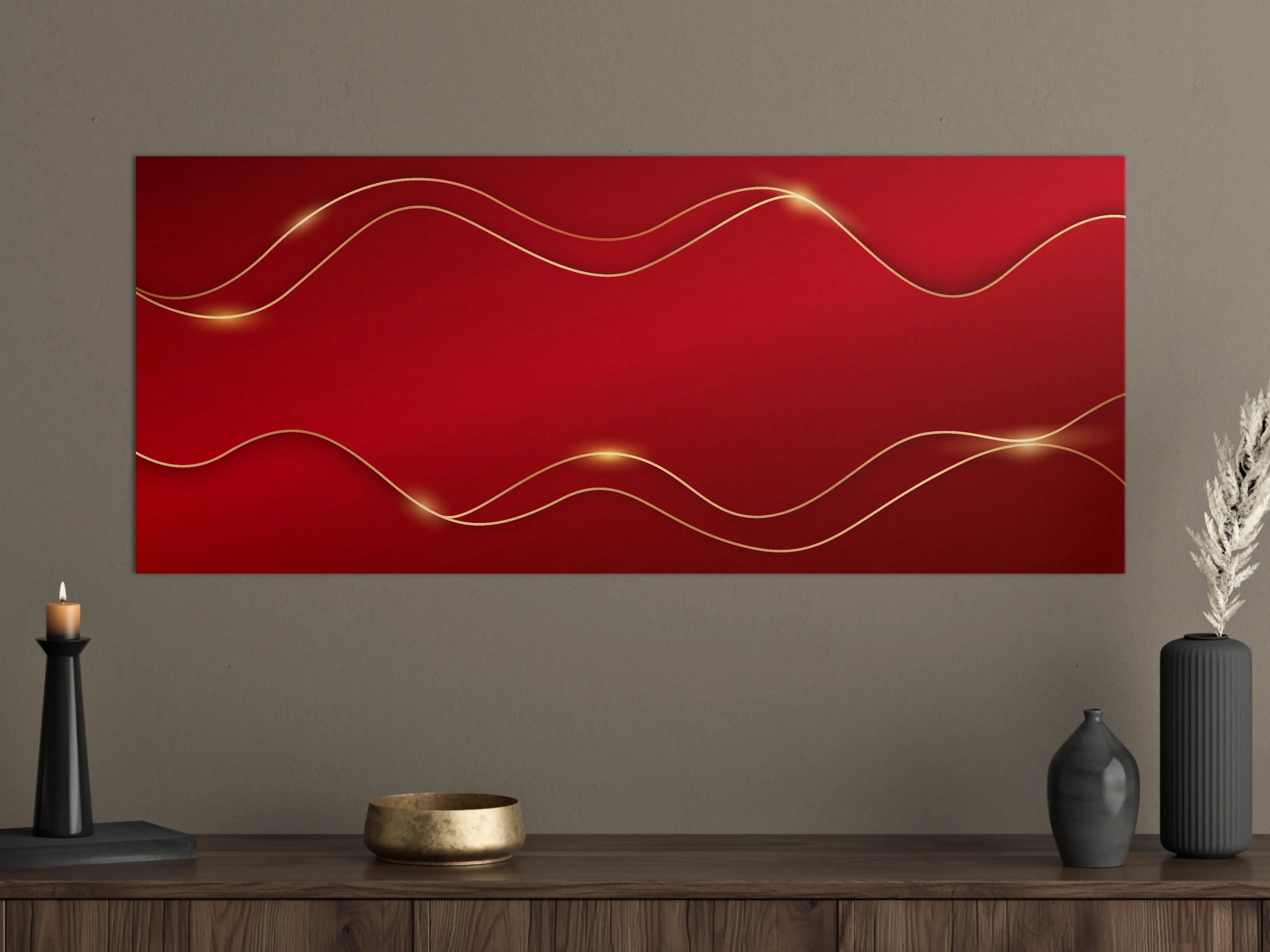 Große Wandbilder - Rotes Luxus-Design mit Goldakzenten
