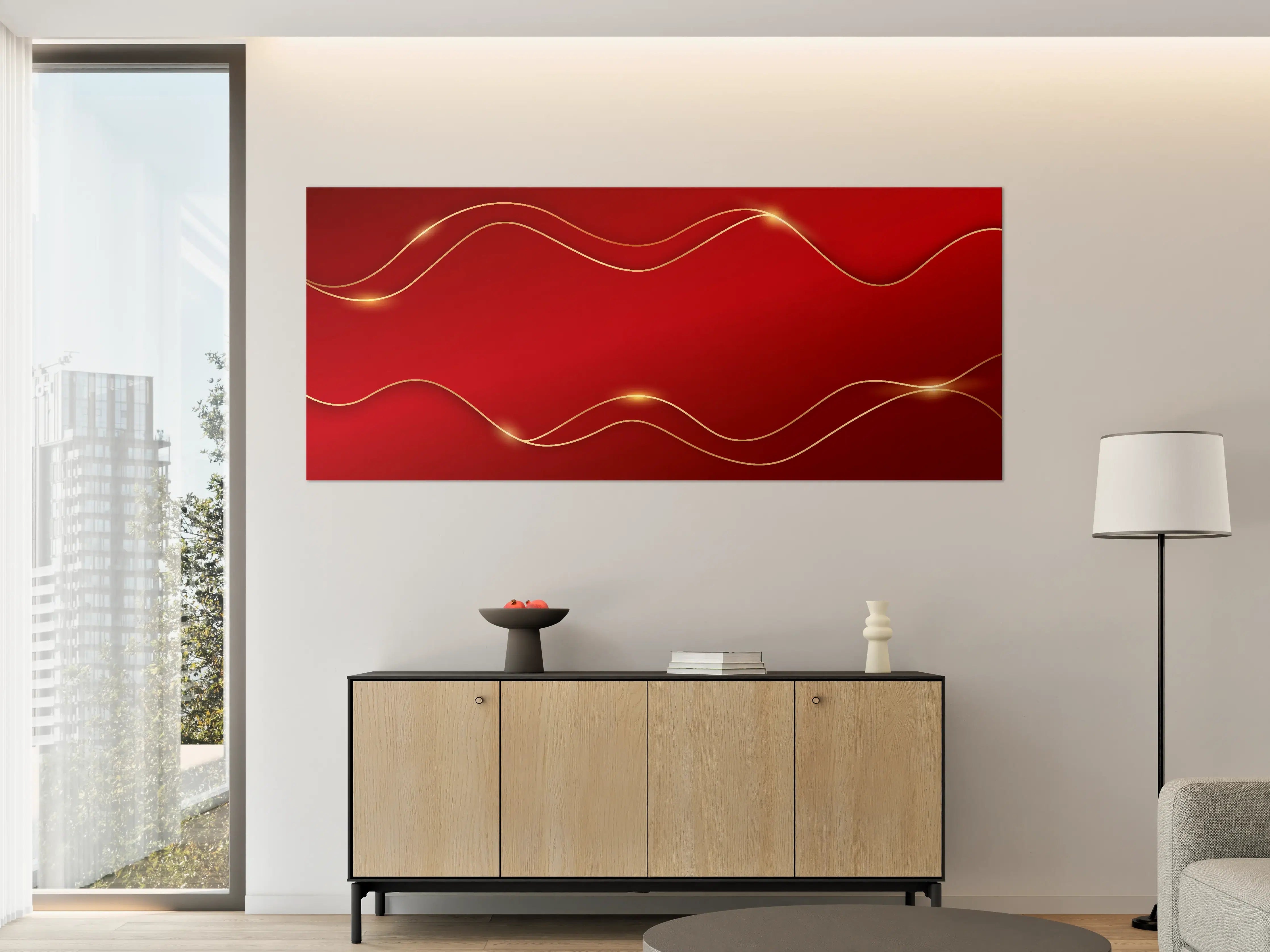 Große Wandbilder - Rotes Luxus-Design mit Goldakzenten