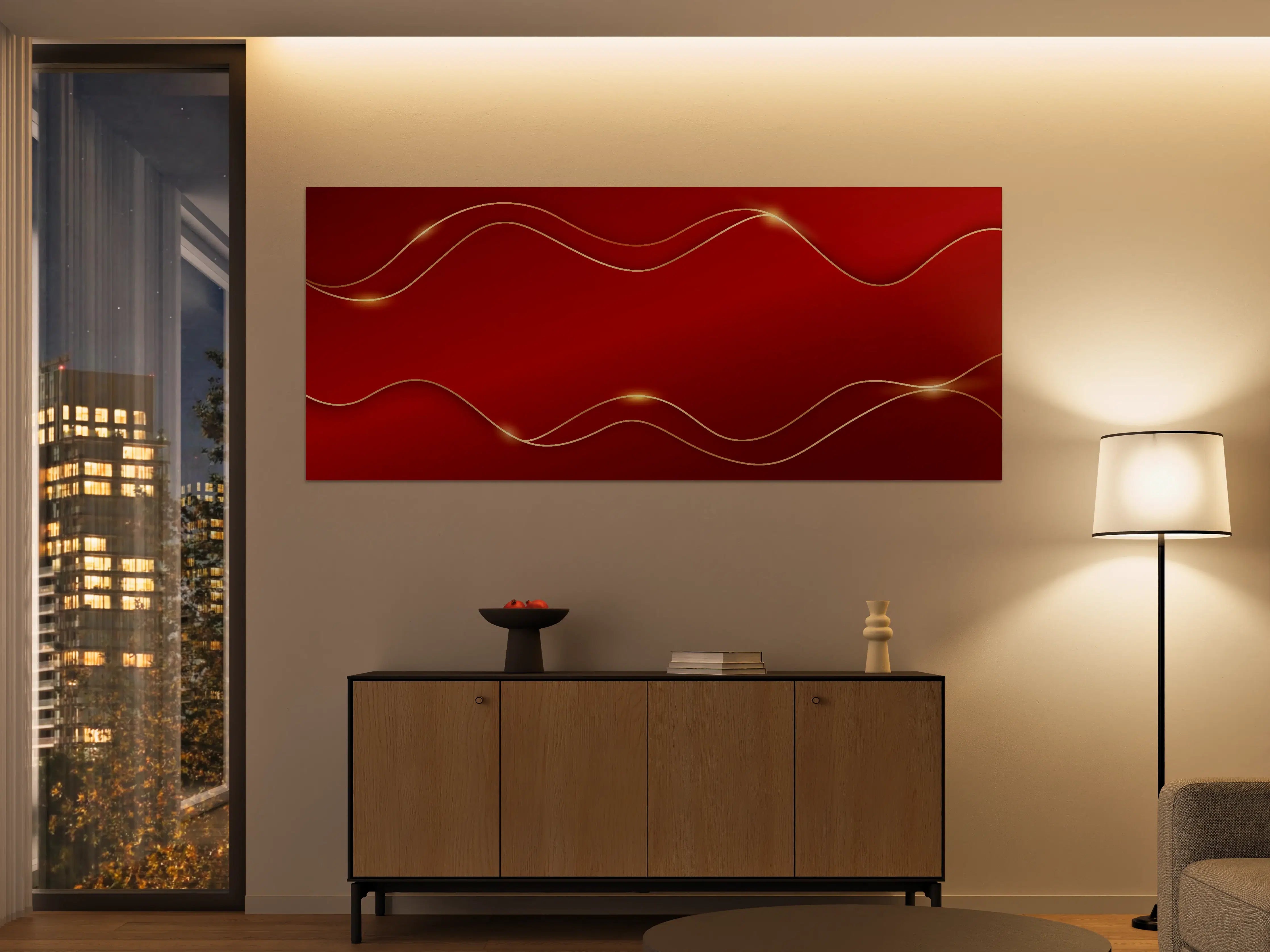 Große Wandbilder - Rotes Luxus-Design mit Goldakzenten