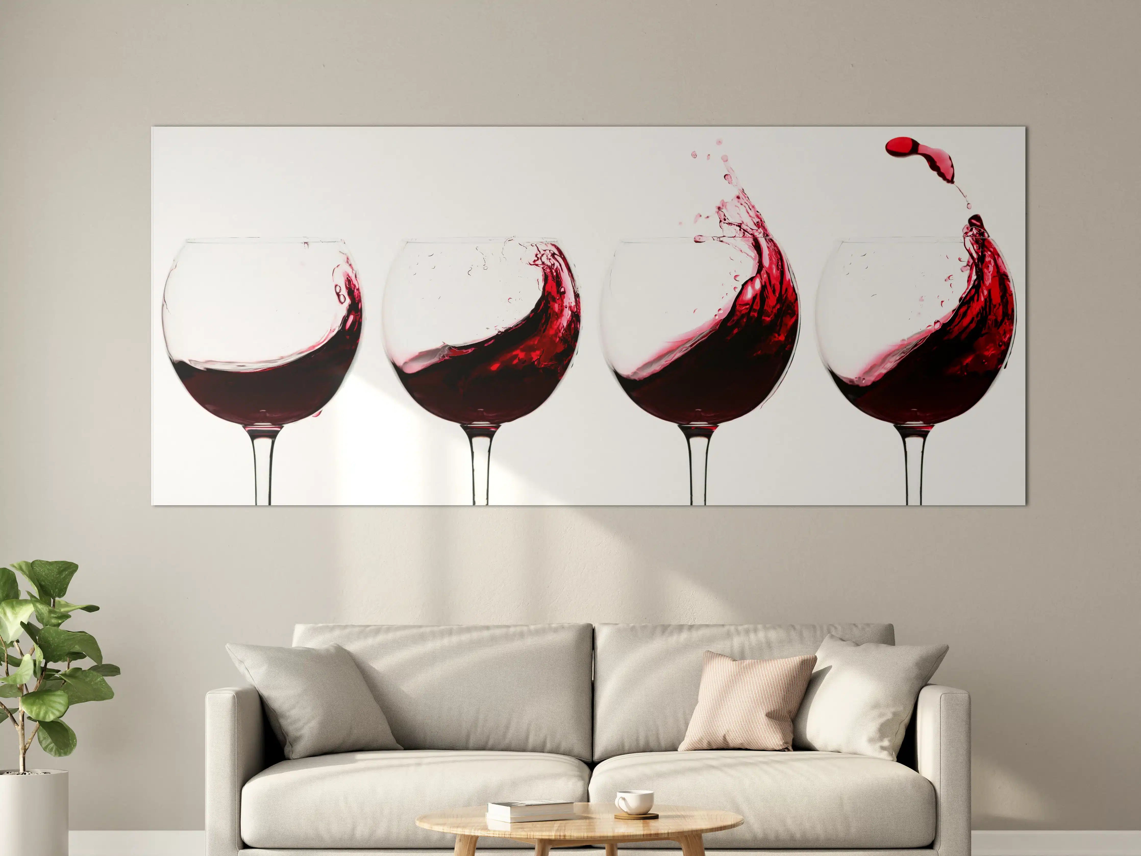 Große Wandbilder - Rotwein-Splash in Weingläsern