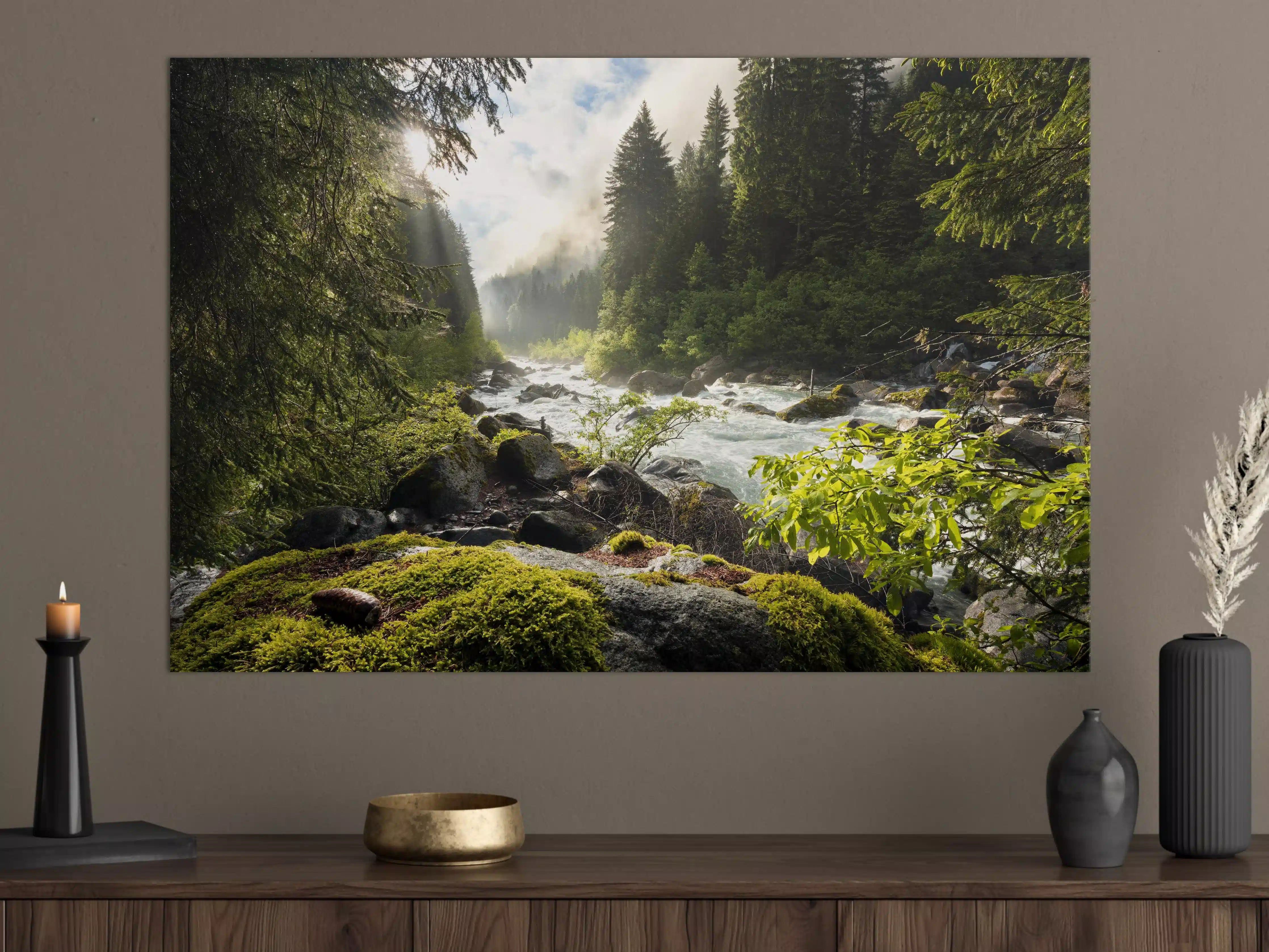 Große Wandbilder - Ruhiger Fluss mitten im Wald