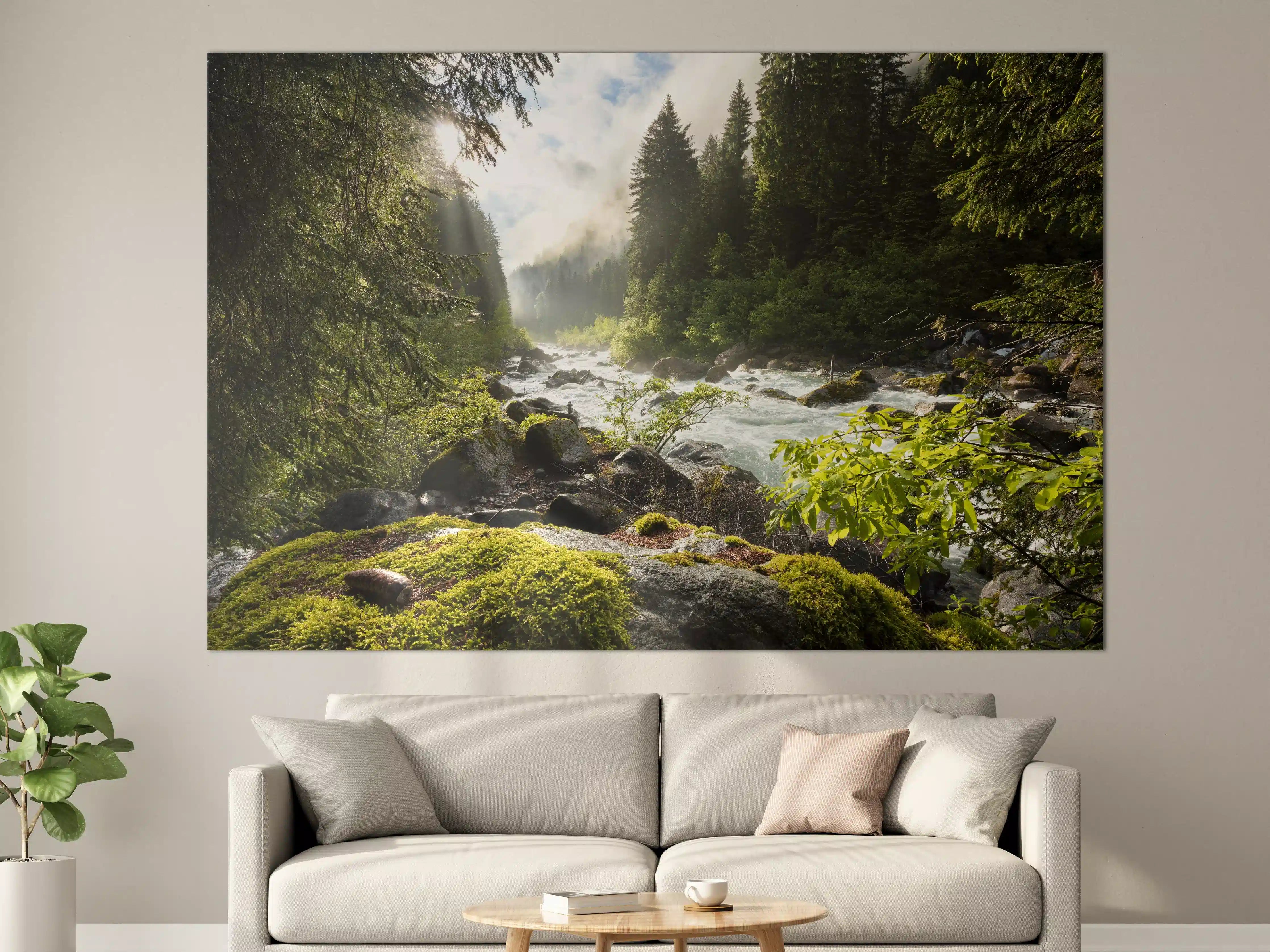 Große Wandbilder - Ruhiger Fluss mitten im Wald