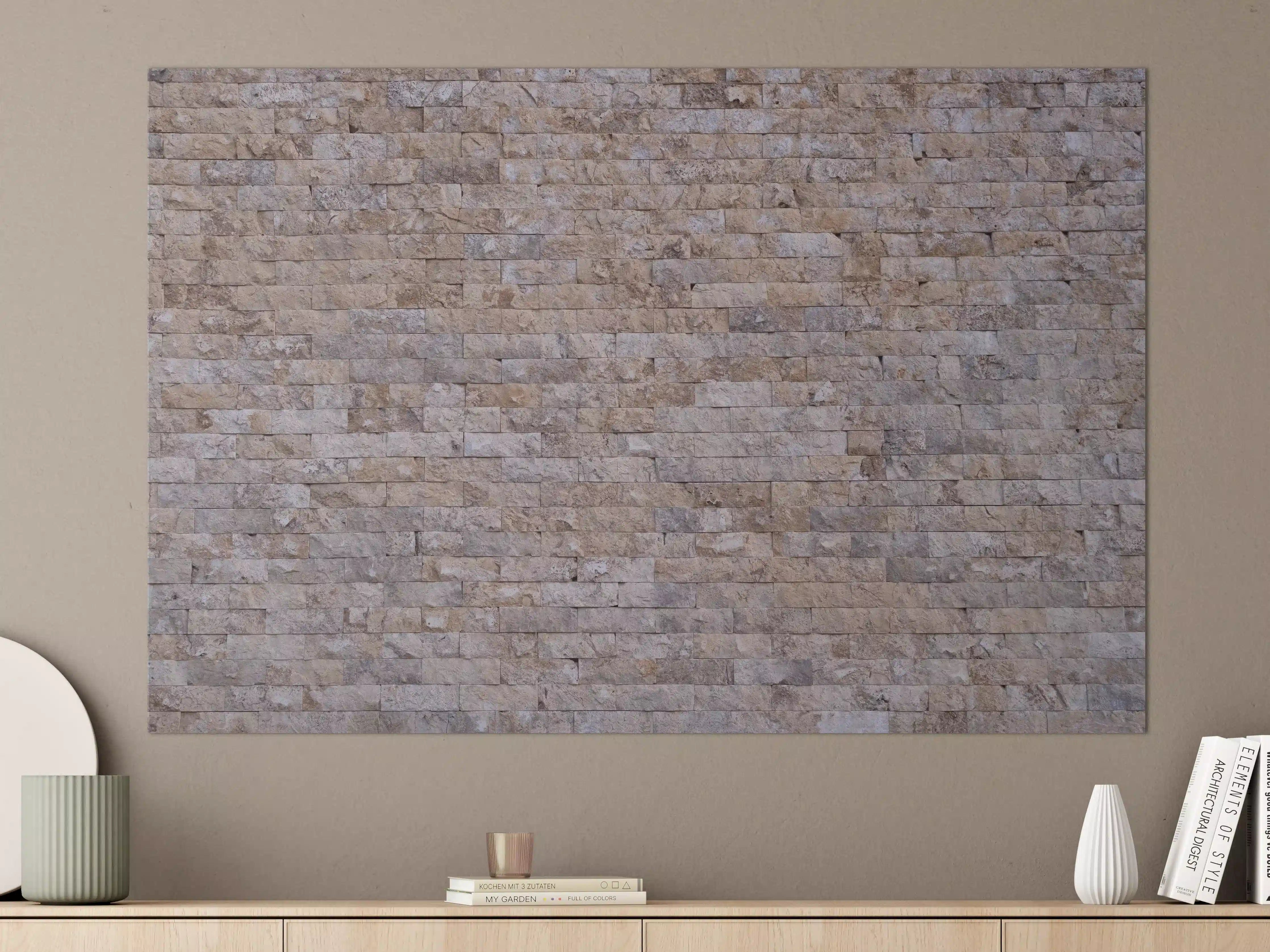 Große Wandbilder - Rustikale Steinmauer mit erdigen Tönen