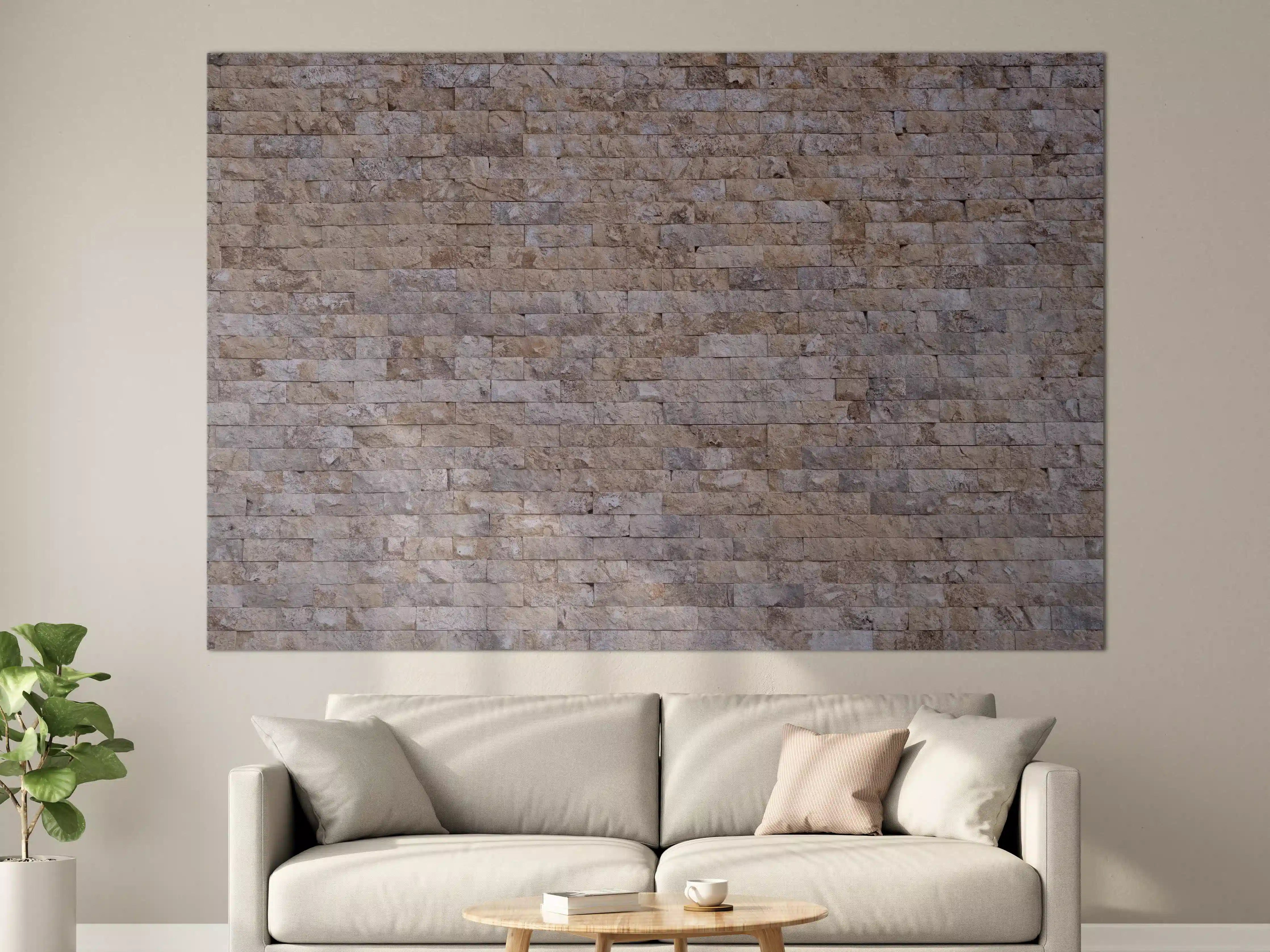 Große Wandbilder - Rustikale Steinmauer mit erdigen Tönen
