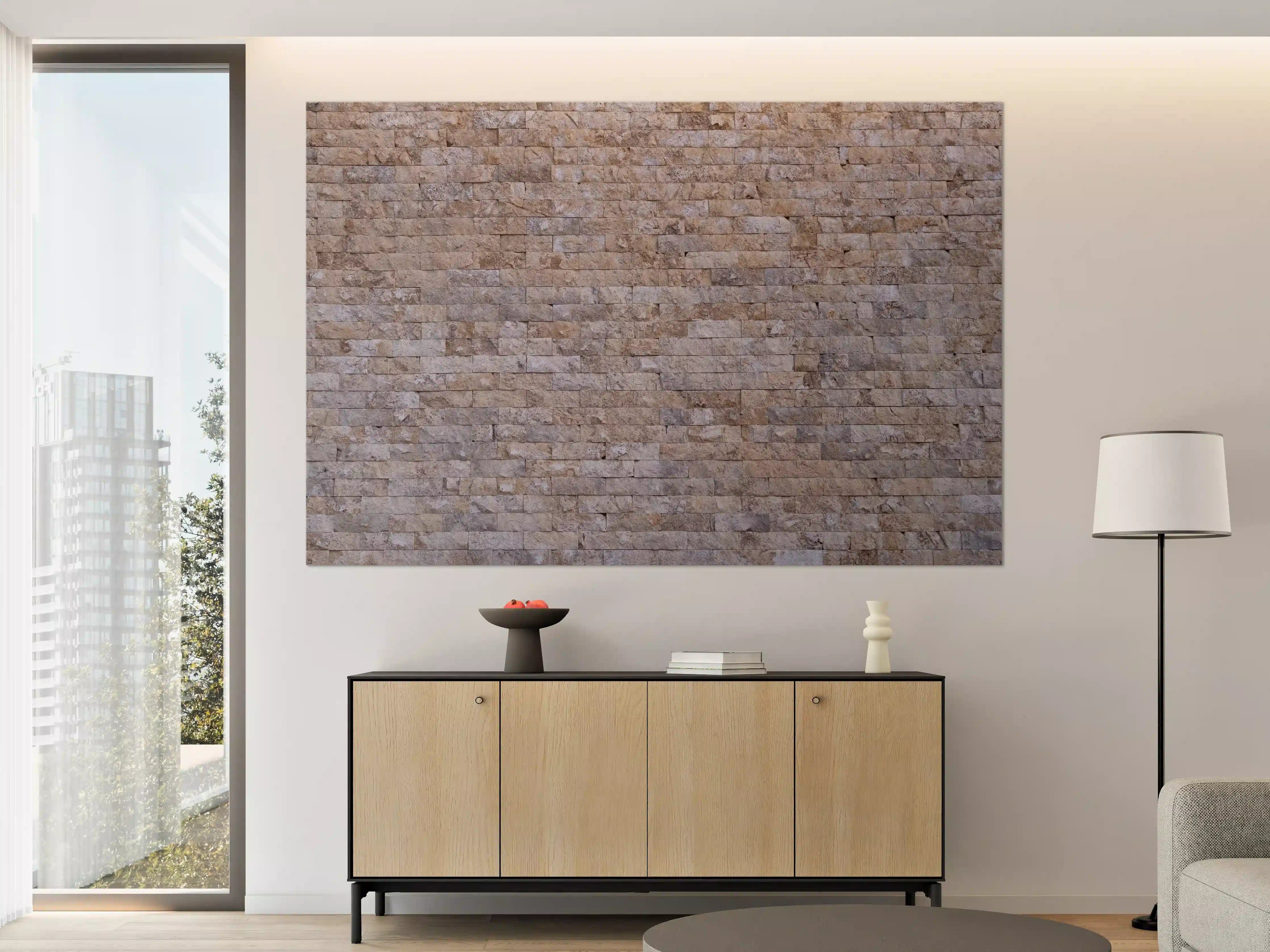 Große Wandbilder - Rustikale Steinmauer mit erdigen Tönen