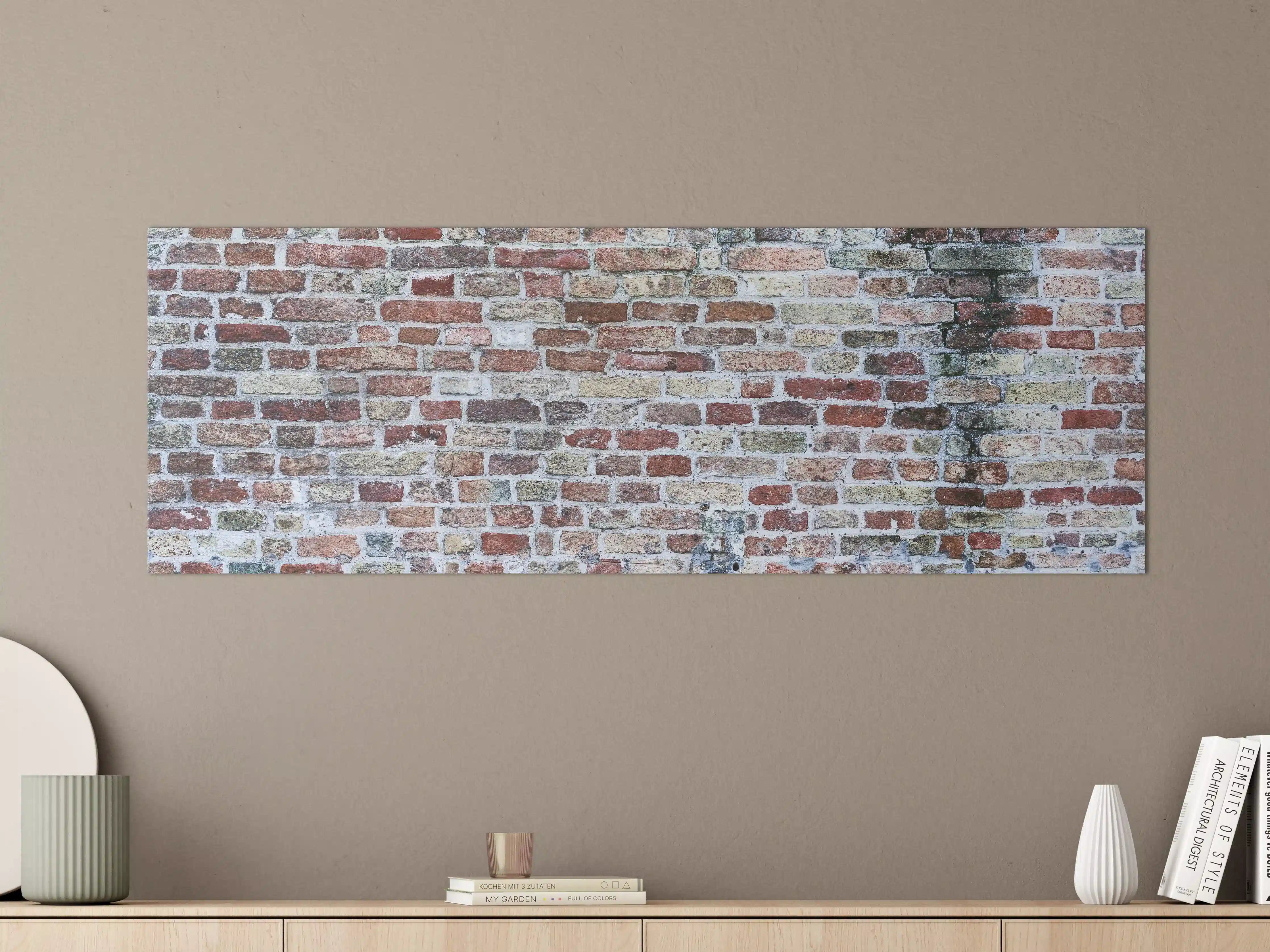 Große Wandbilder - Rustikale Ziegelmauer in warmen Tönen