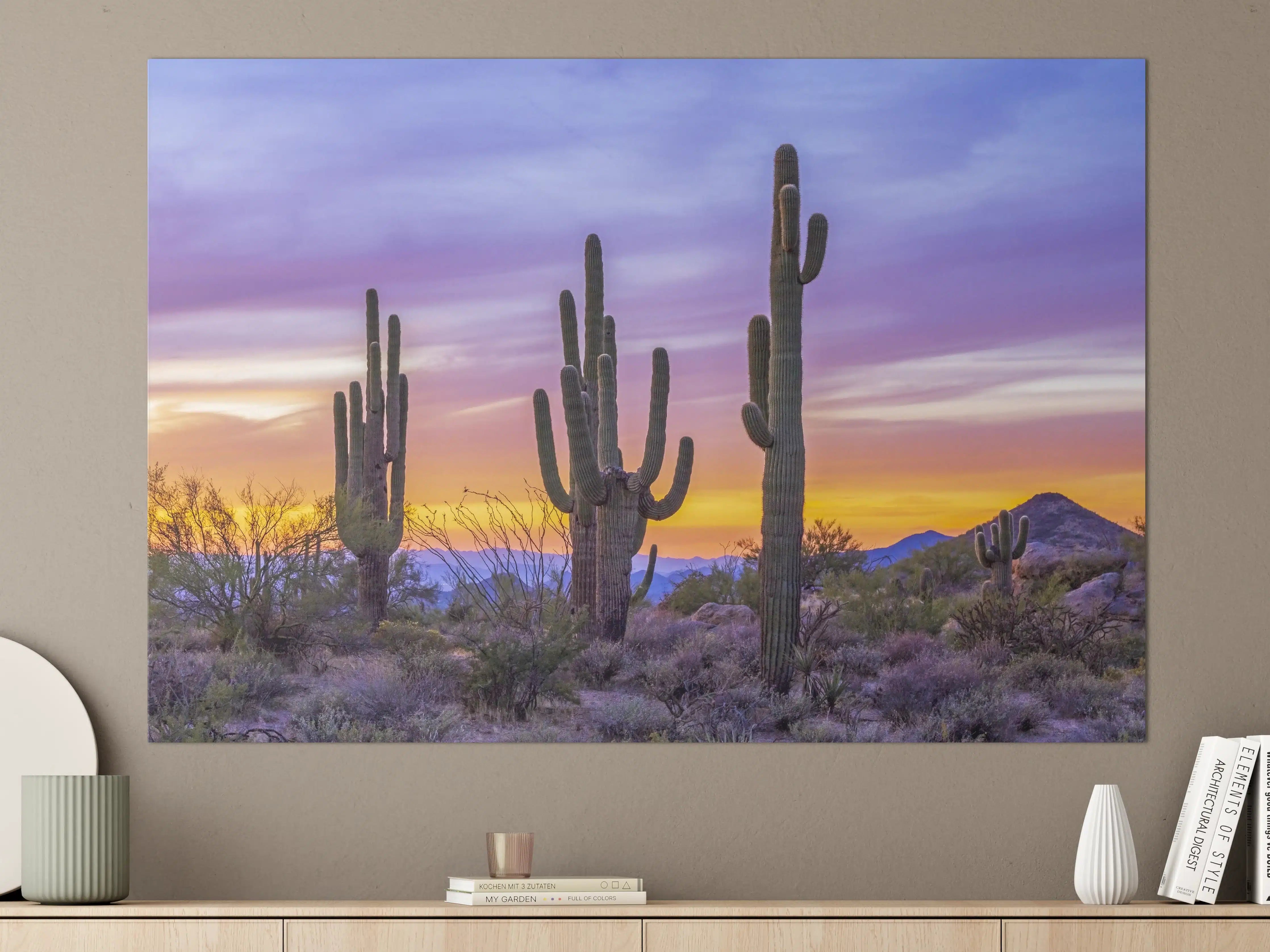 Große Wandbilder - Saguaro-Kaktus bei Sonnenuntergang in Arizona