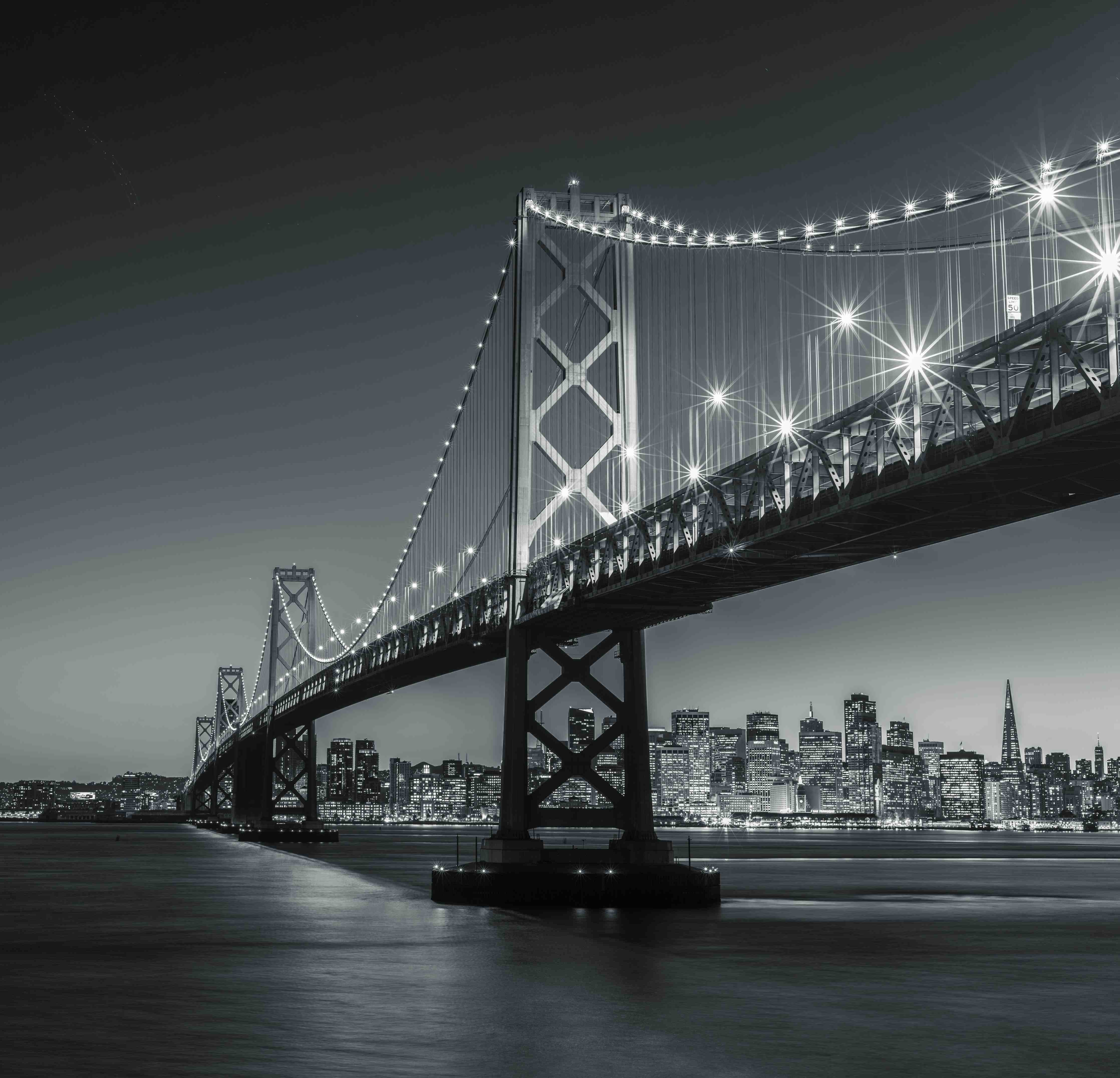 Große Wandbilder-San Francisco Bay Bridge in Schwarz und Weiß