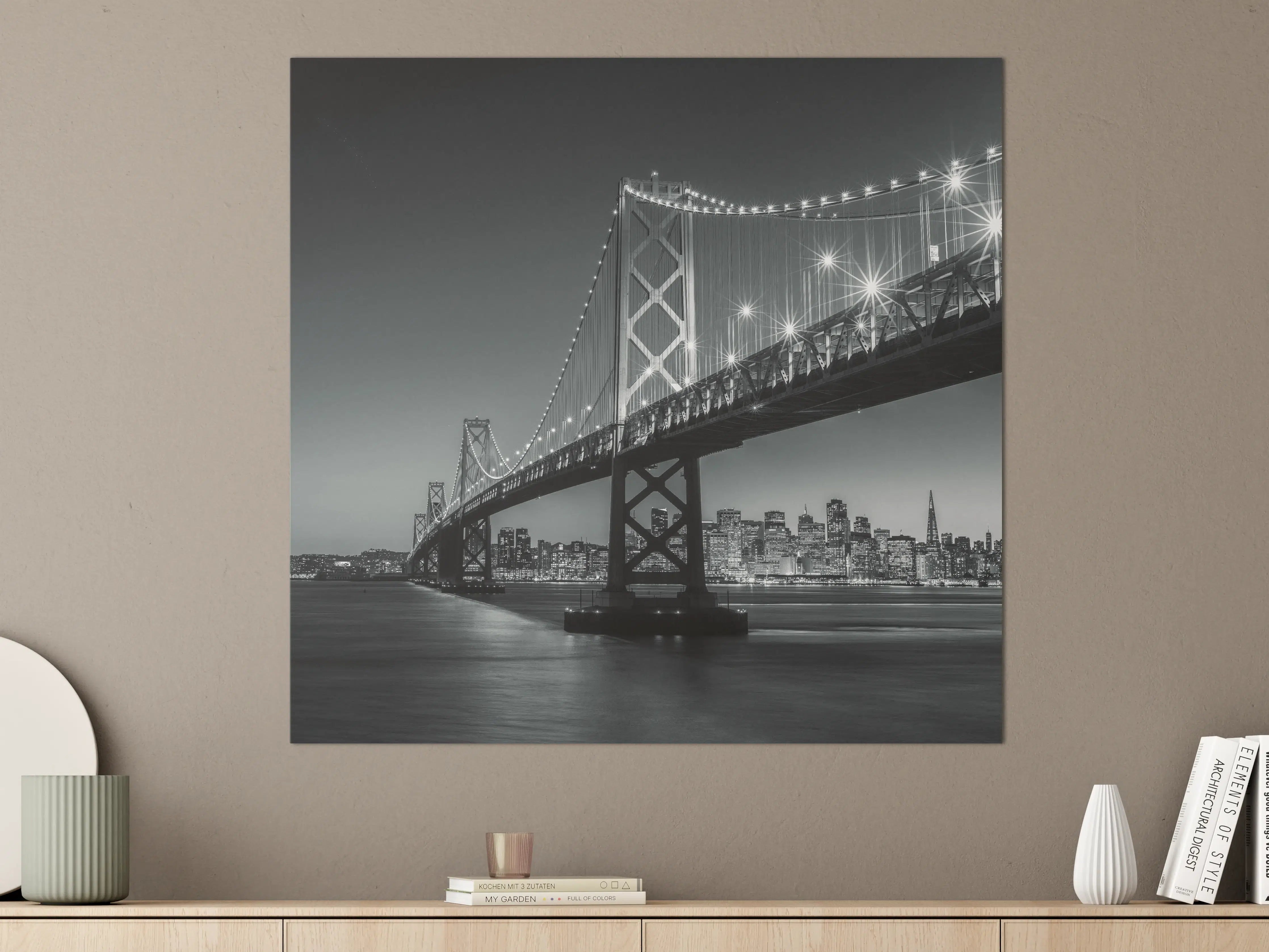 Große Wandbilder - San Francisco Bay Bridge in Schwarz und Weiß