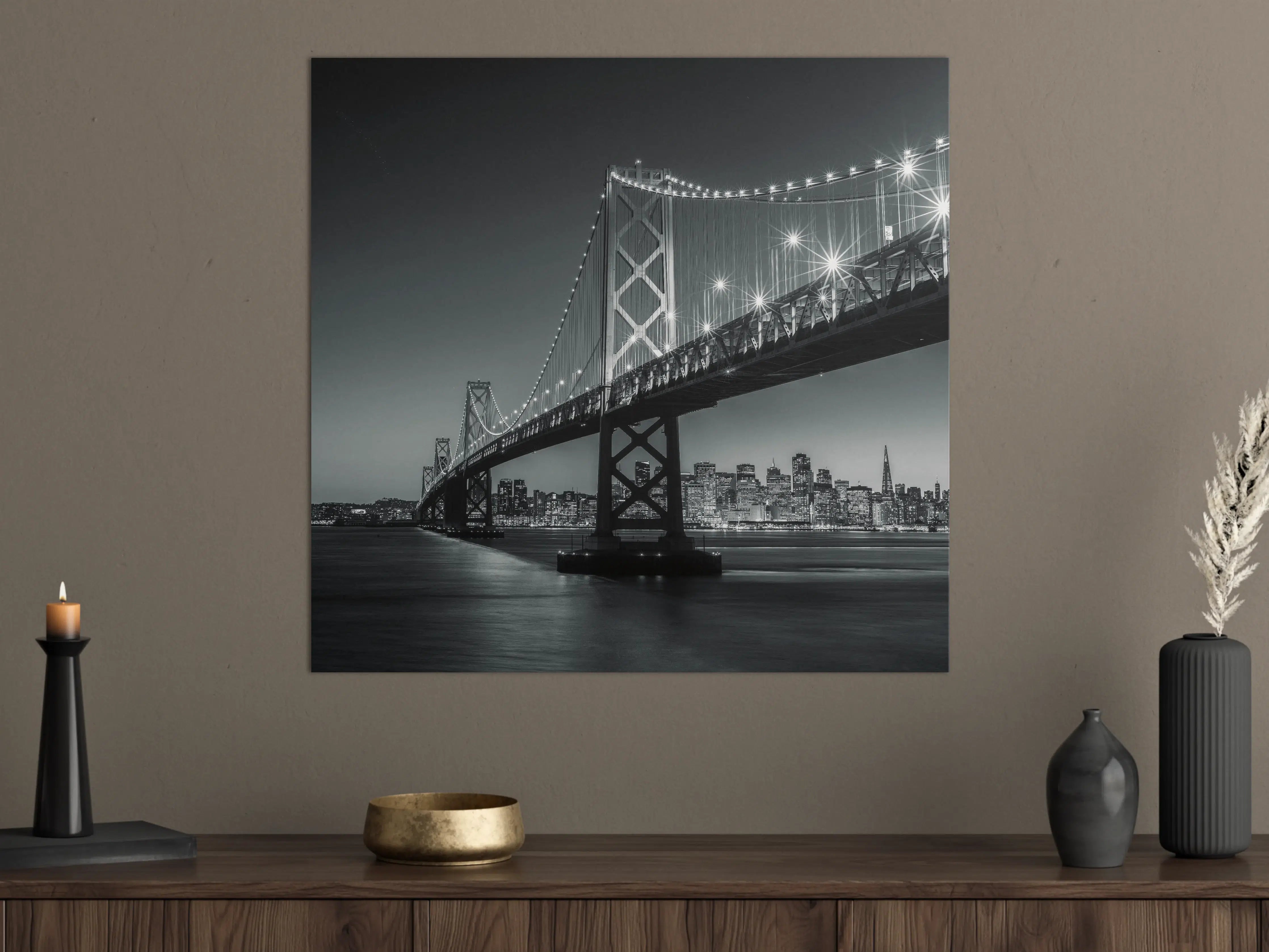 Große Wandbilder - San Francisco Bay Bridge in Schwarz und Weiß