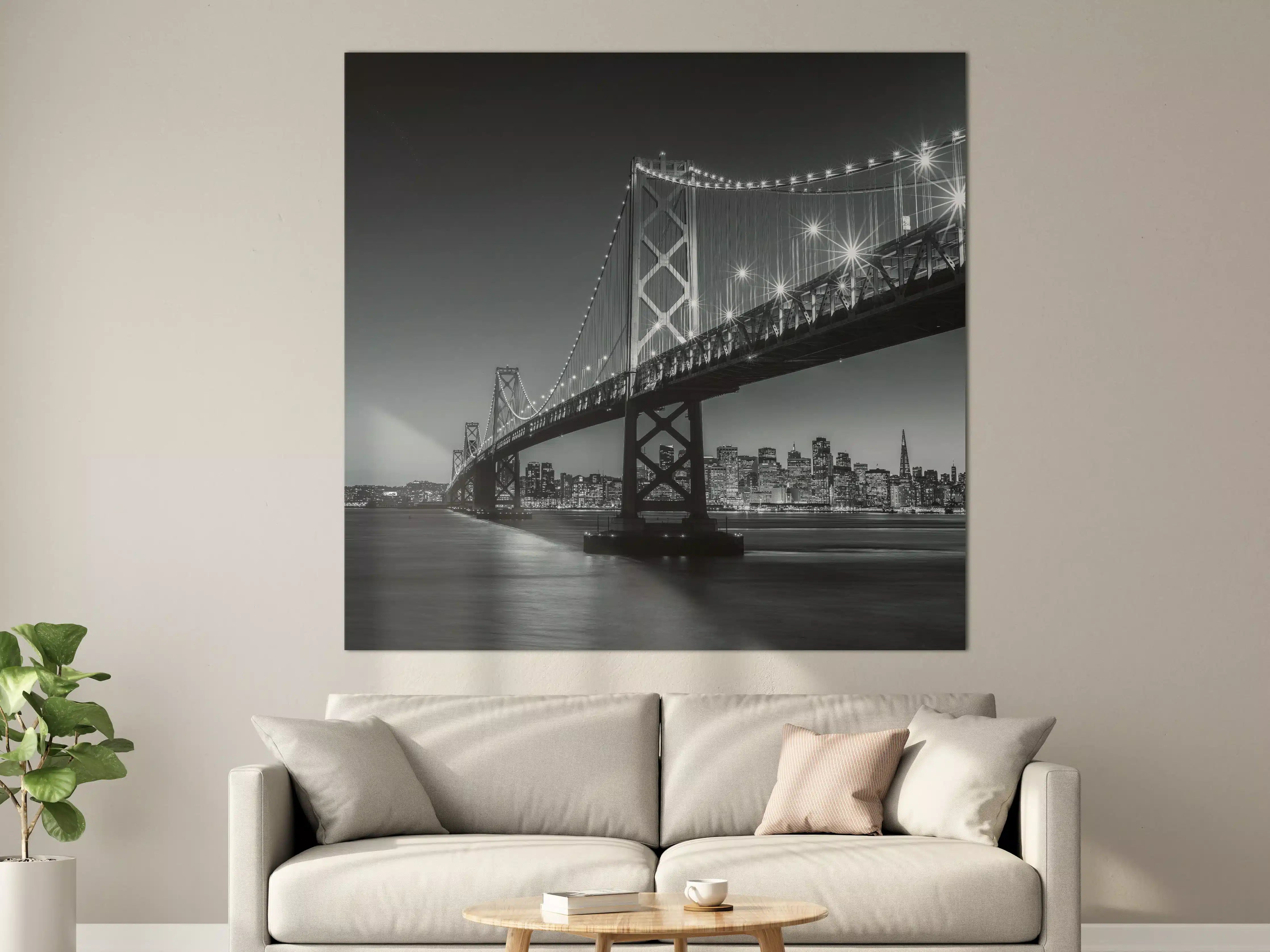 Große Wandbilder - San Francisco Bay Bridge in Schwarz und Weiß