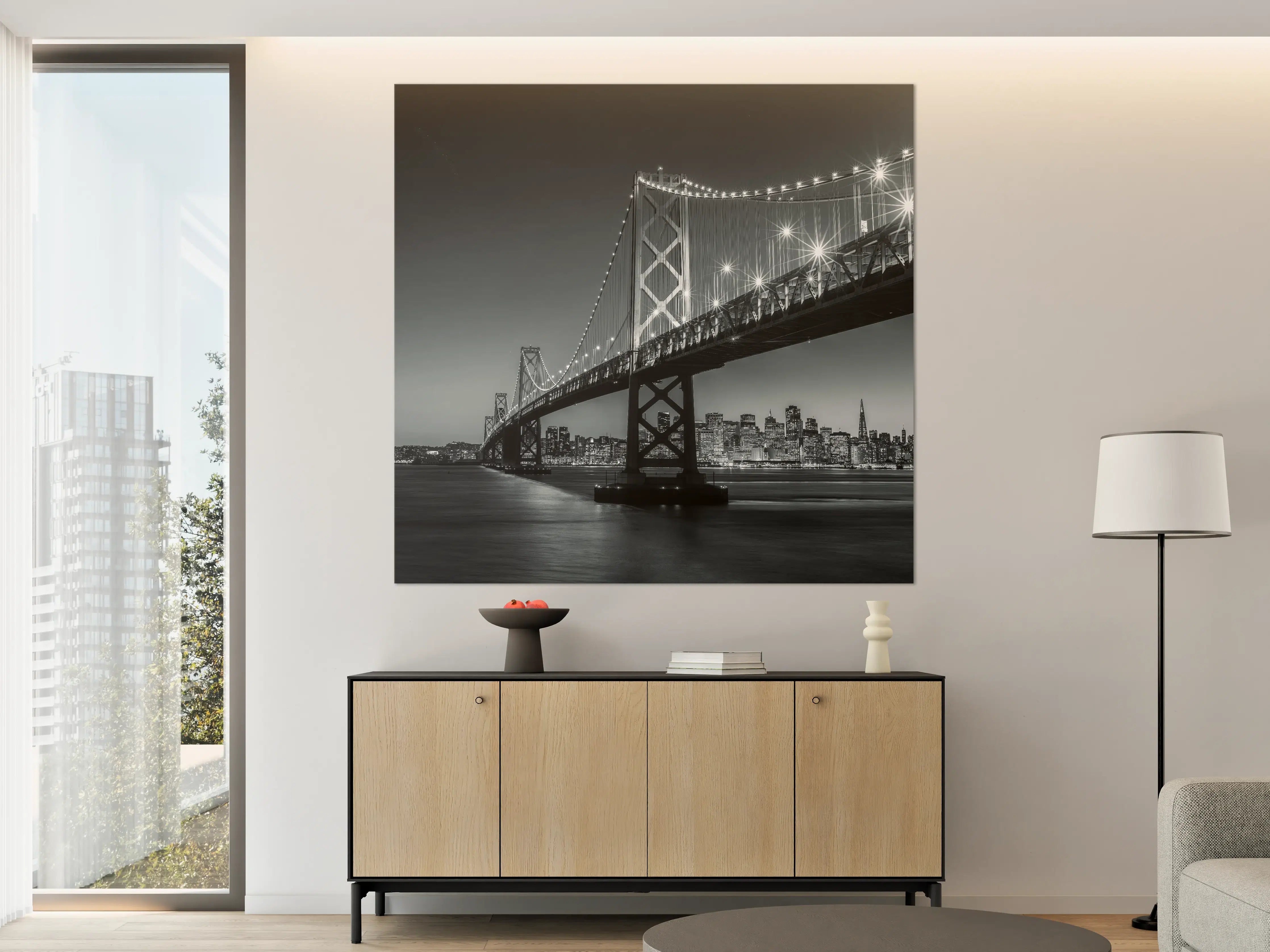 Große Wandbilder - San Francisco Bay Bridge in Schwarz und Weiß