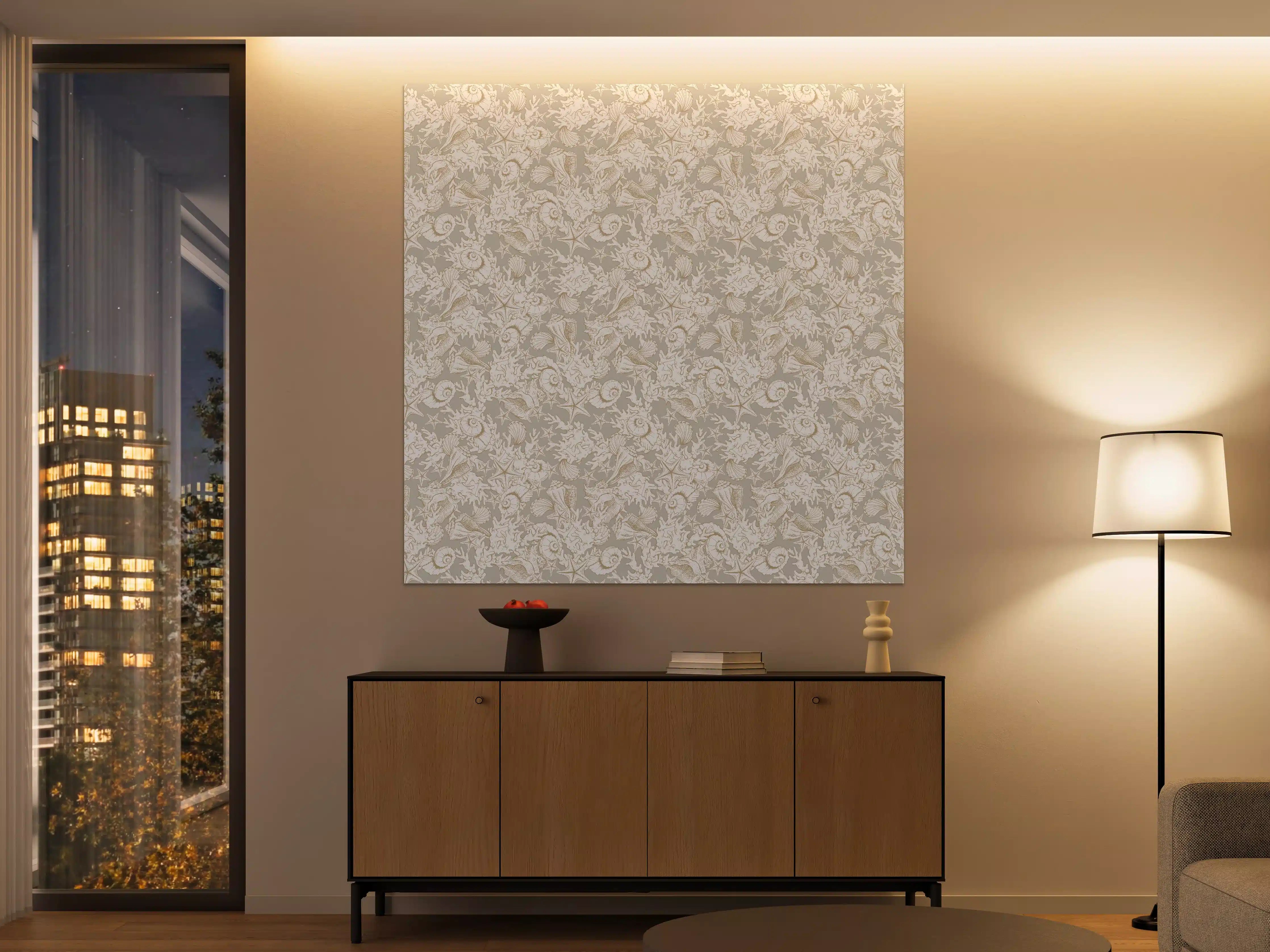 Große Wandbilder - Sandiges Muschel-Muster Beige