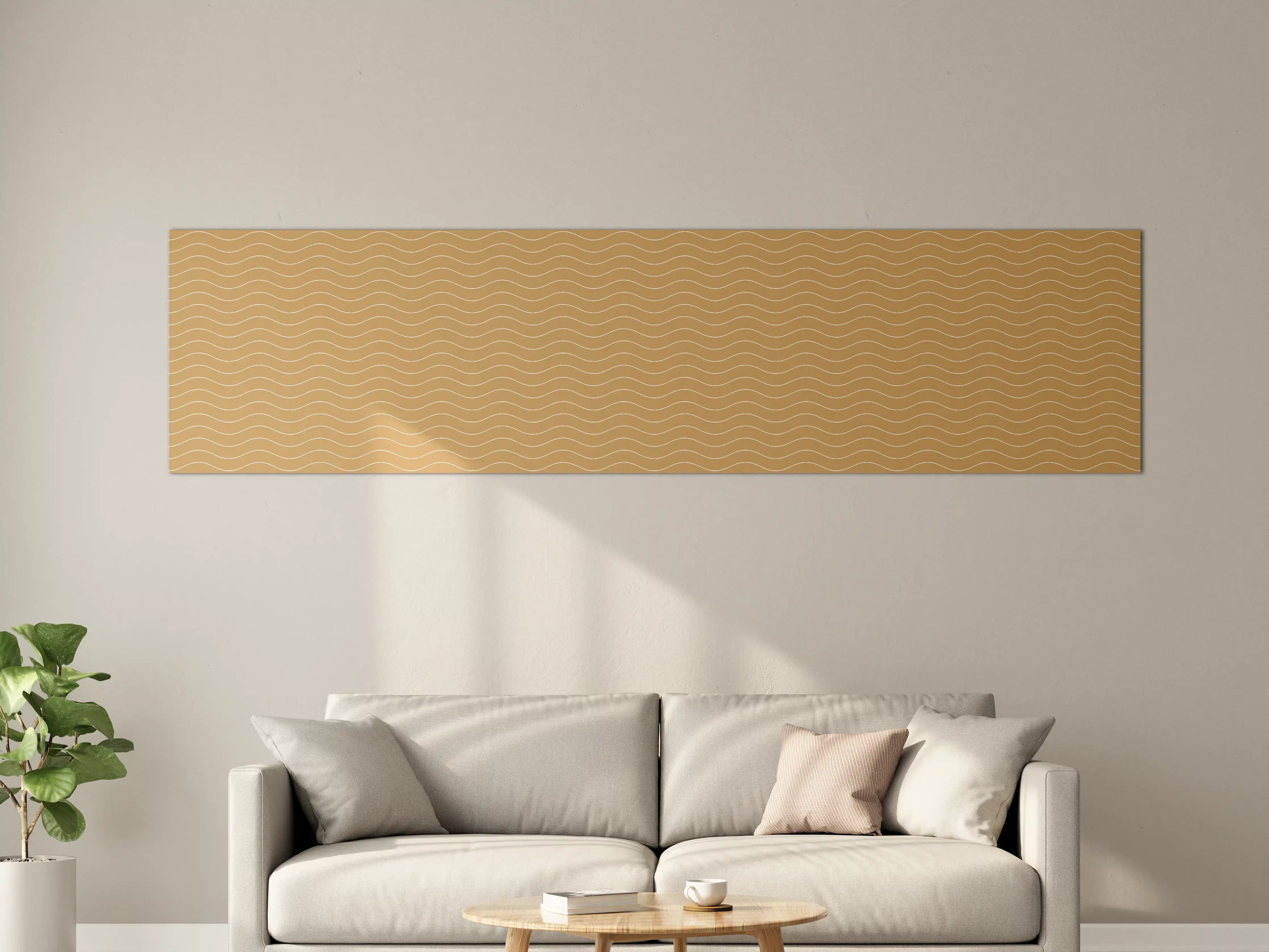 Große Wandbilder - Sandwellen Muster in Goldbeige
