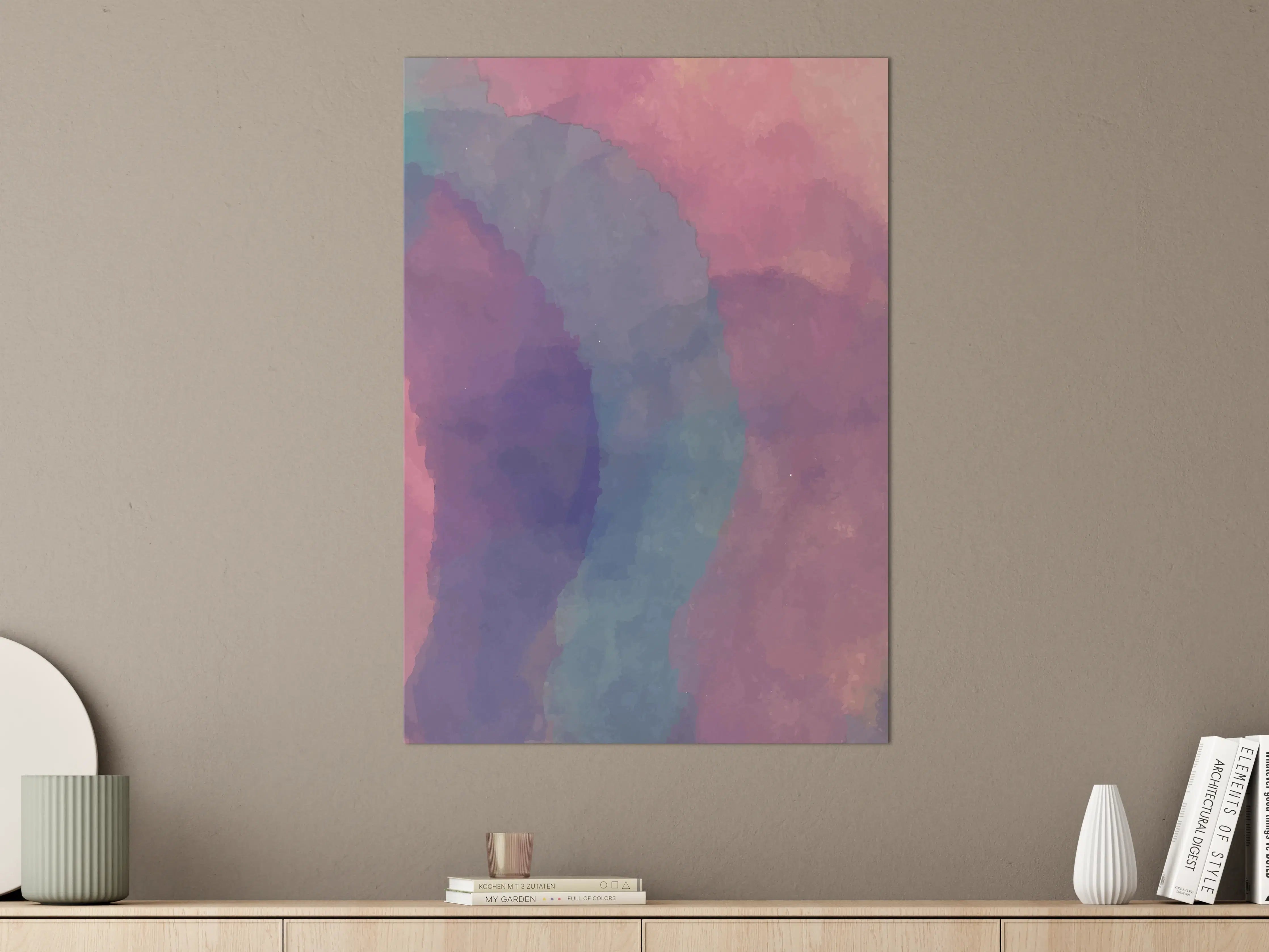 Große Wandbilder - Sanfte Aquarellfarben in Pastellblau und Flieder
