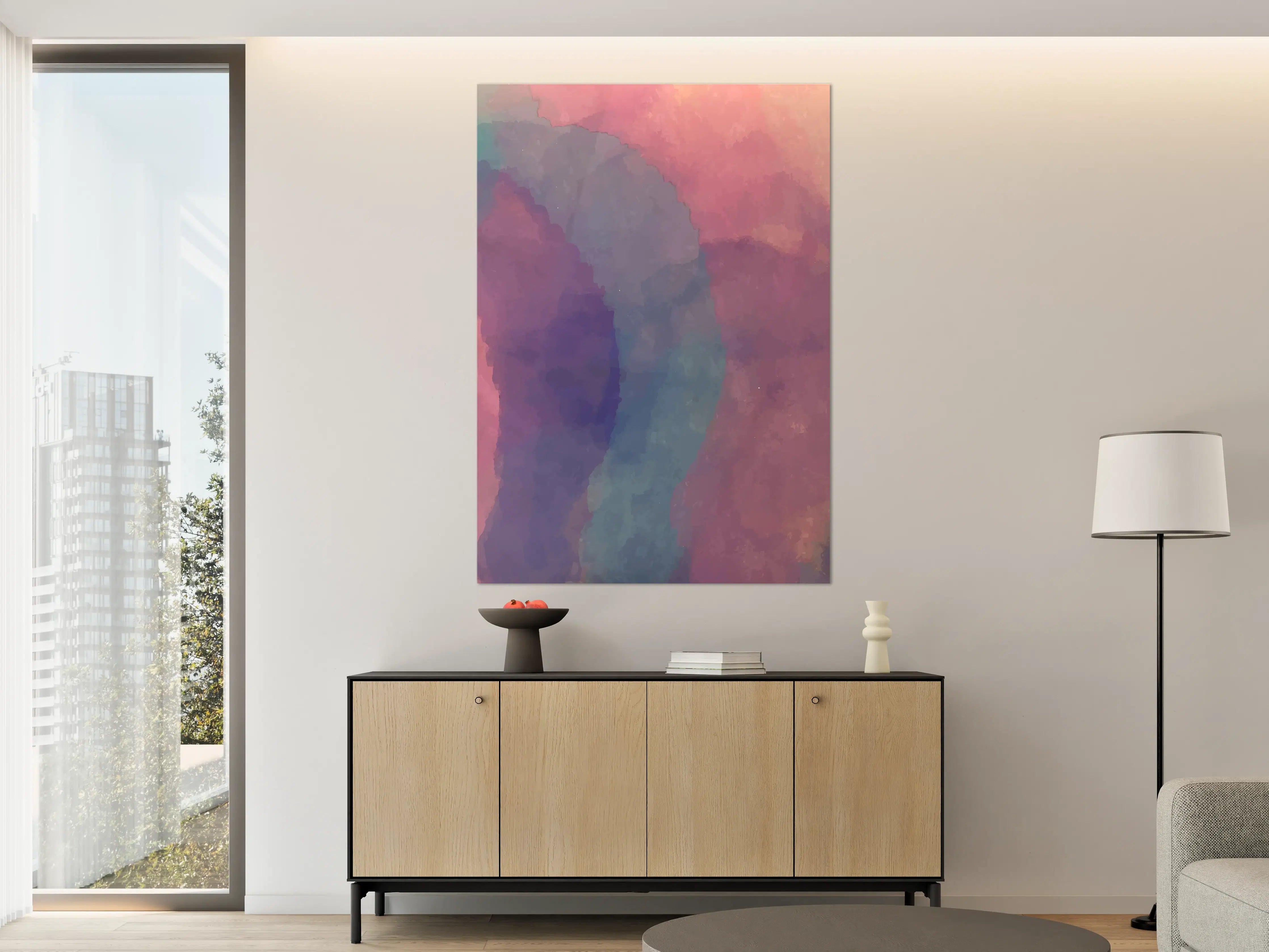 Große Wandbilder - Sanfte Aquarellfarben in Pastellblau und Flieder
