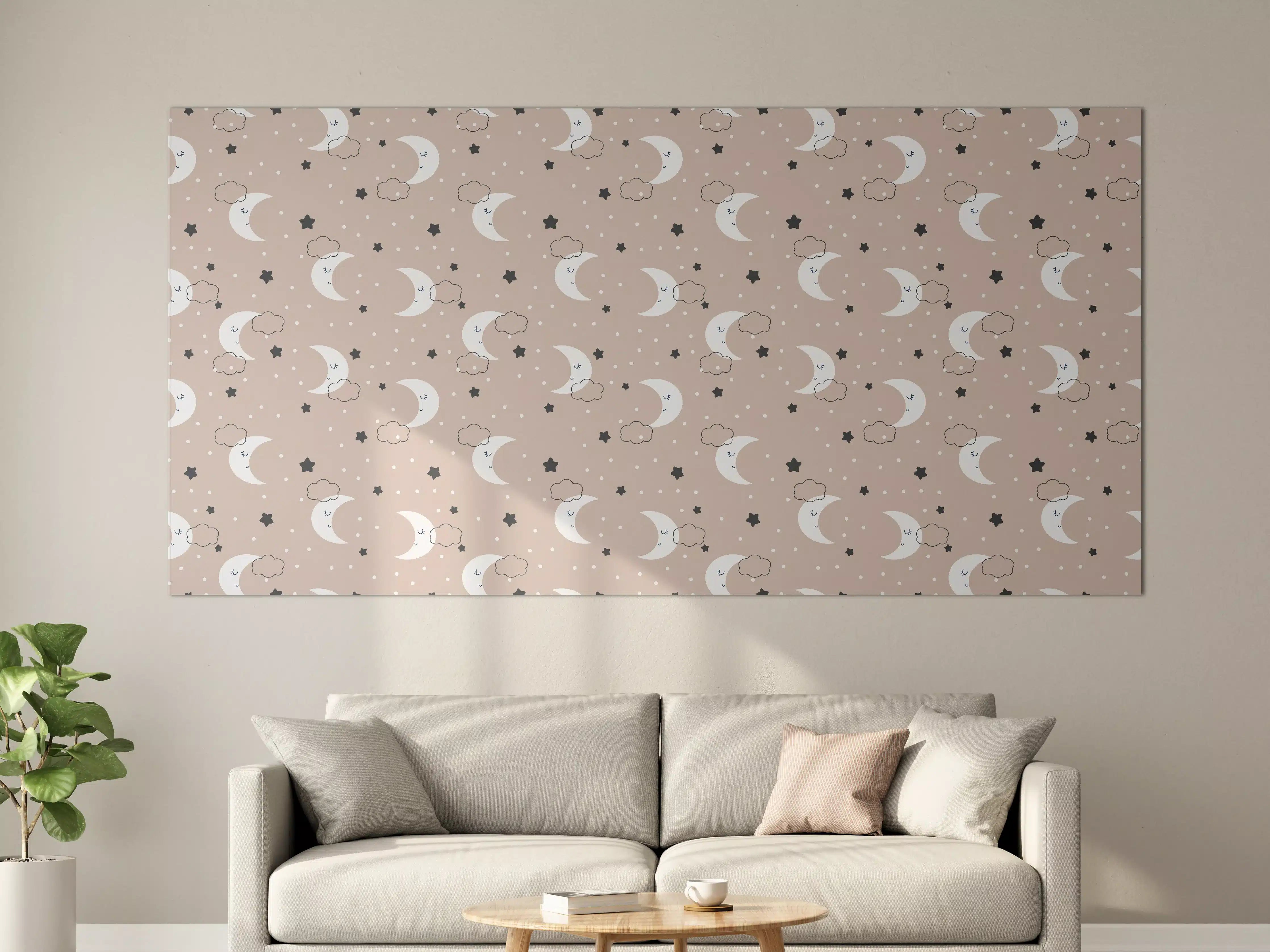 Große Wandbilder - Sanfte Babywolken auf beigem Hintergrund