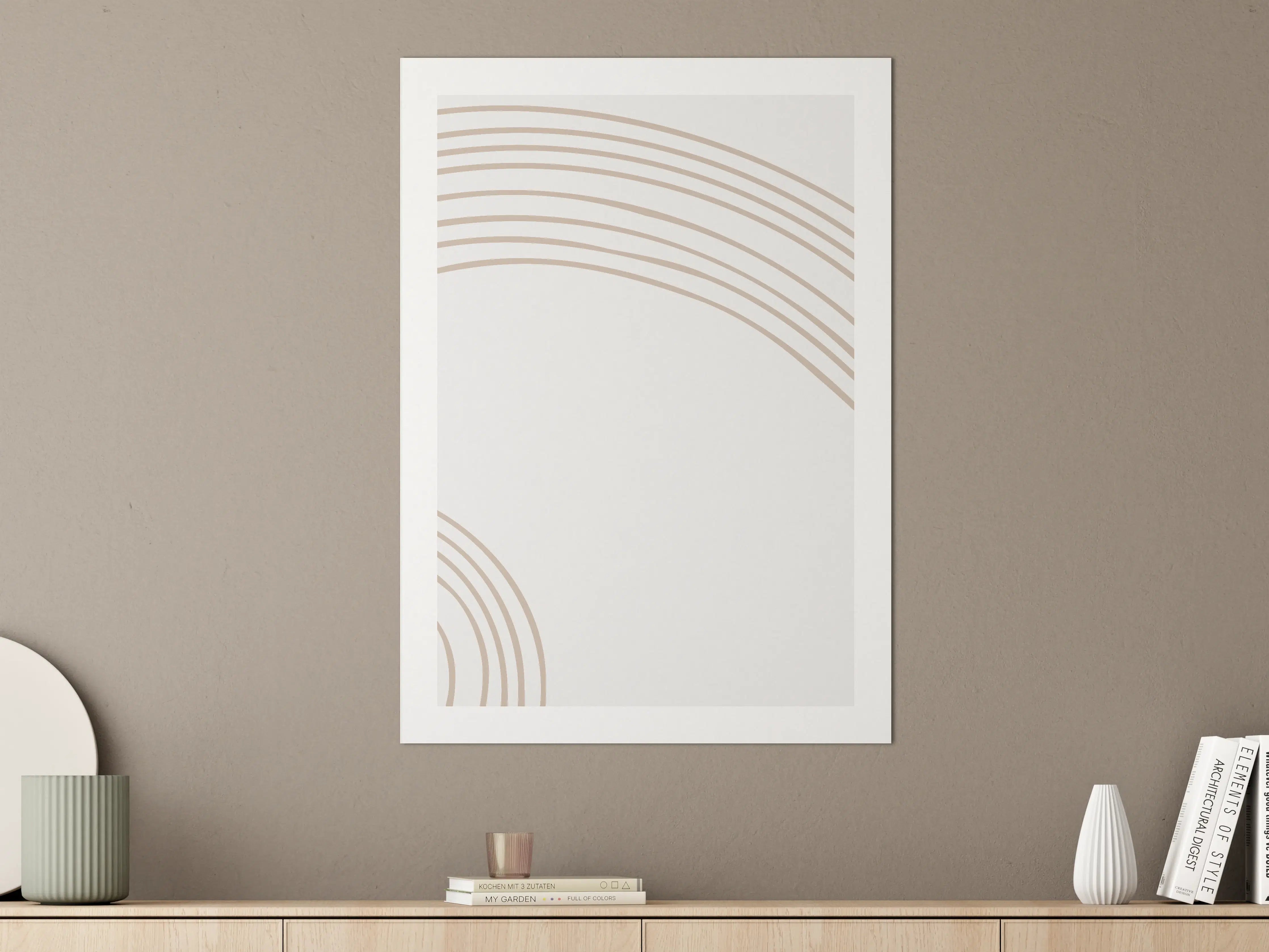 Große Wandbilder - Sanfte Beige-Ringe auf hellem Hintergrund
