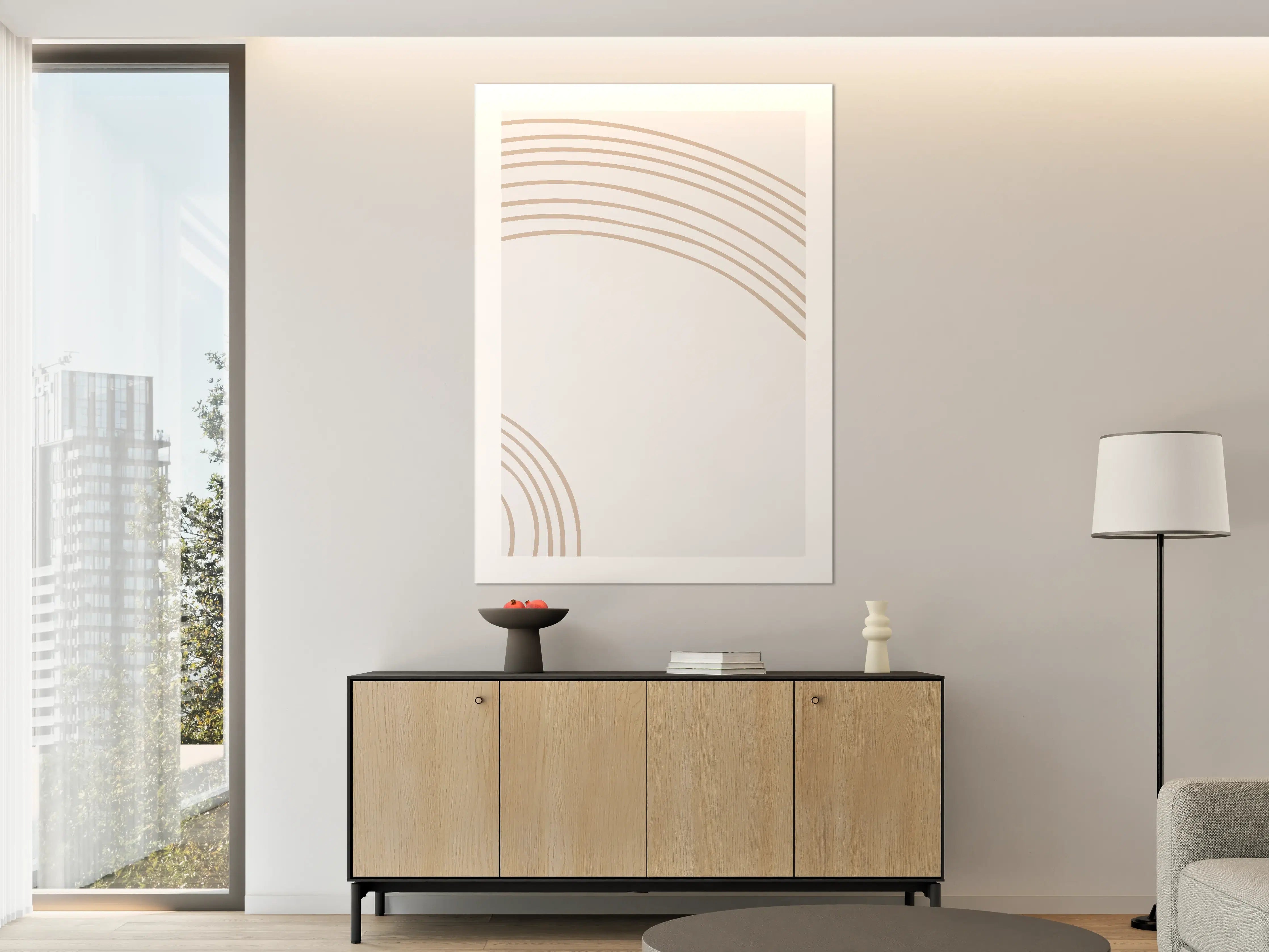Große Wandbilder - Sanfte Beige-Ringe auf hellem Hintergrund