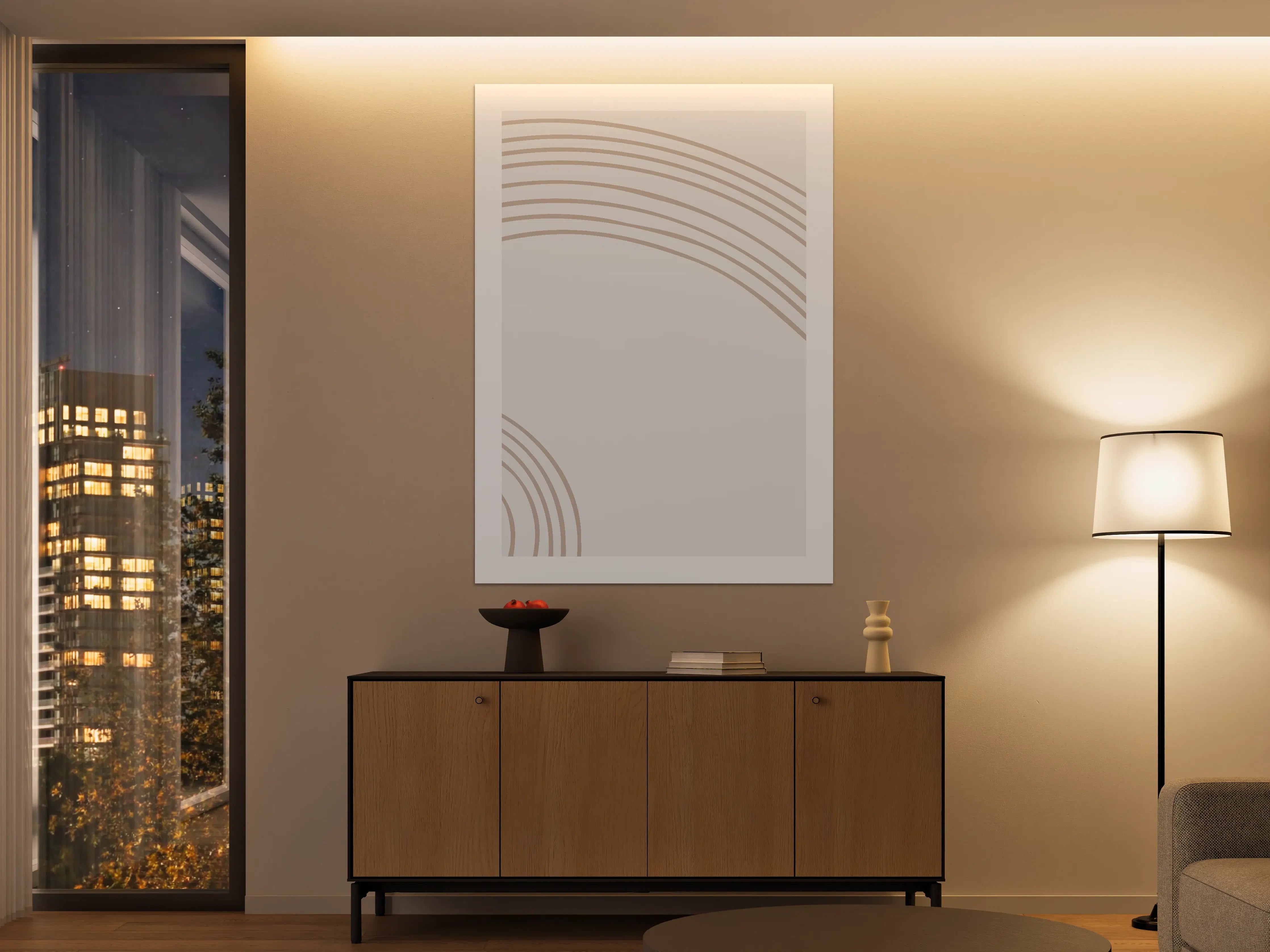 Große Wandbilder - Sanfte Beige-Ringe auf hellem Hintergrund