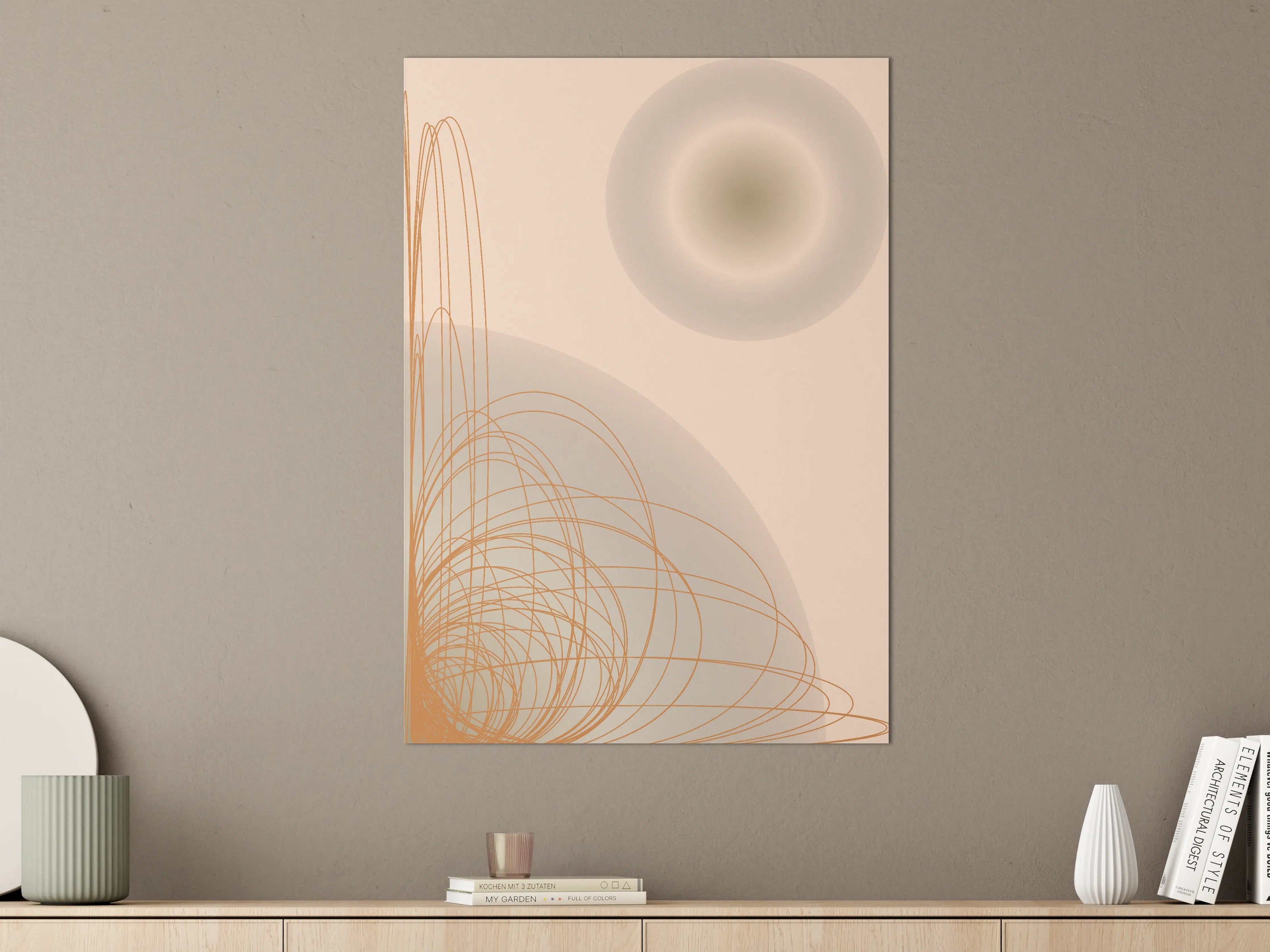 Große Wandbilder - Sanfte Beige-Töne mit geometrischer Linienführung