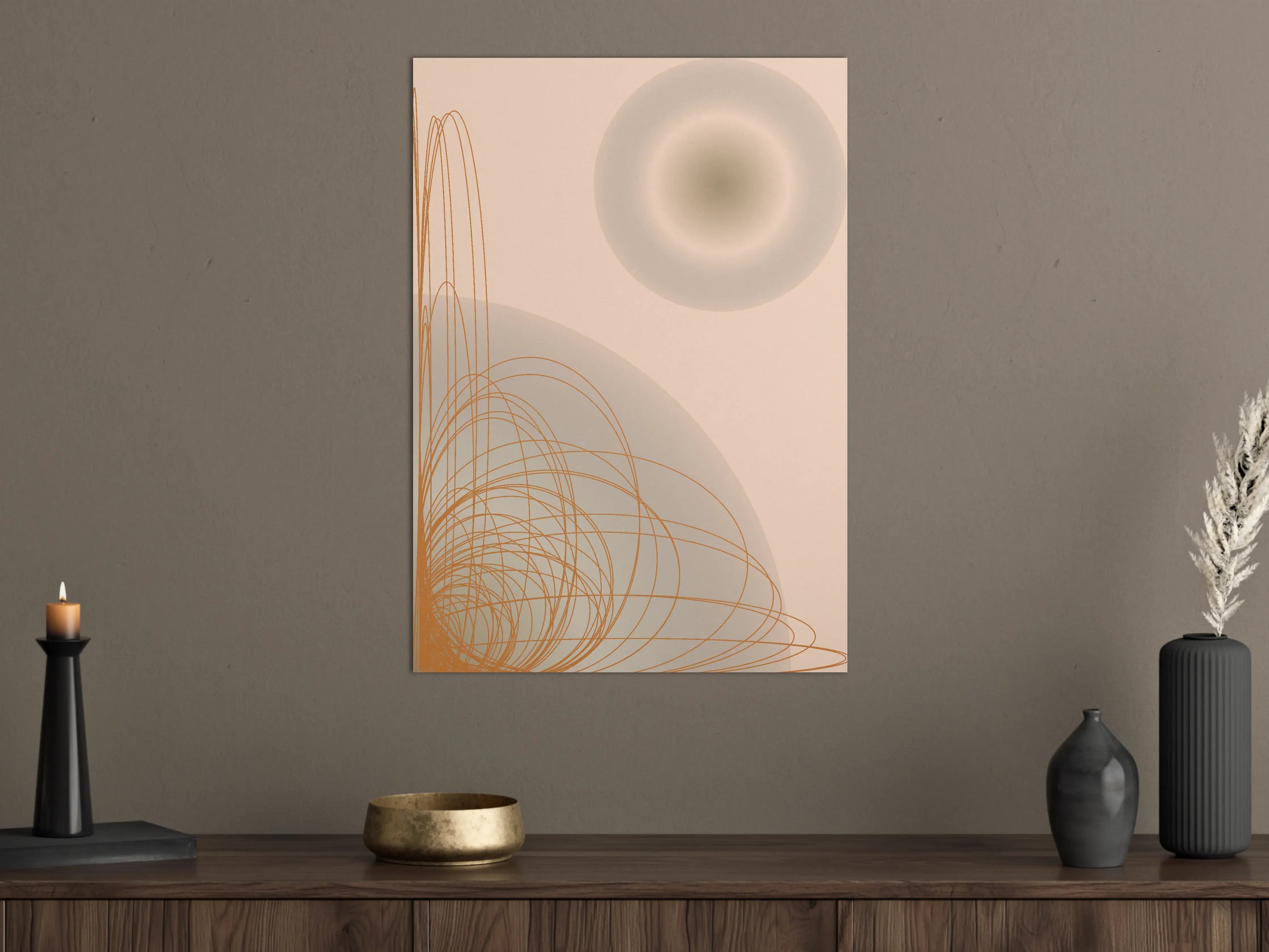 Große Wandbilder - Sanfte Beige-Töne mit geometrischer Linienführung