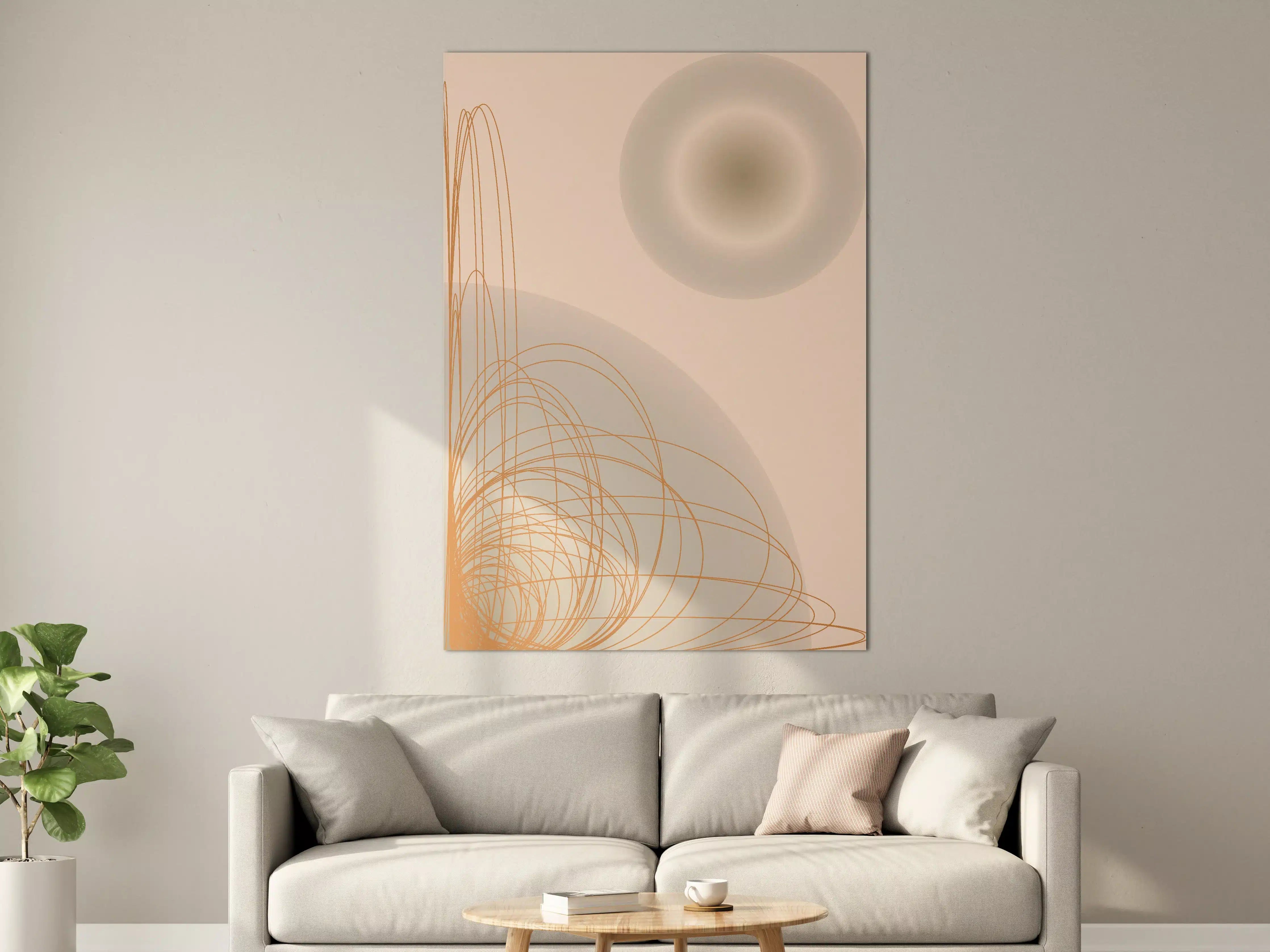 Große Wandbilder - Sanfte Beige-Töne mit geometrischer Linienführung
