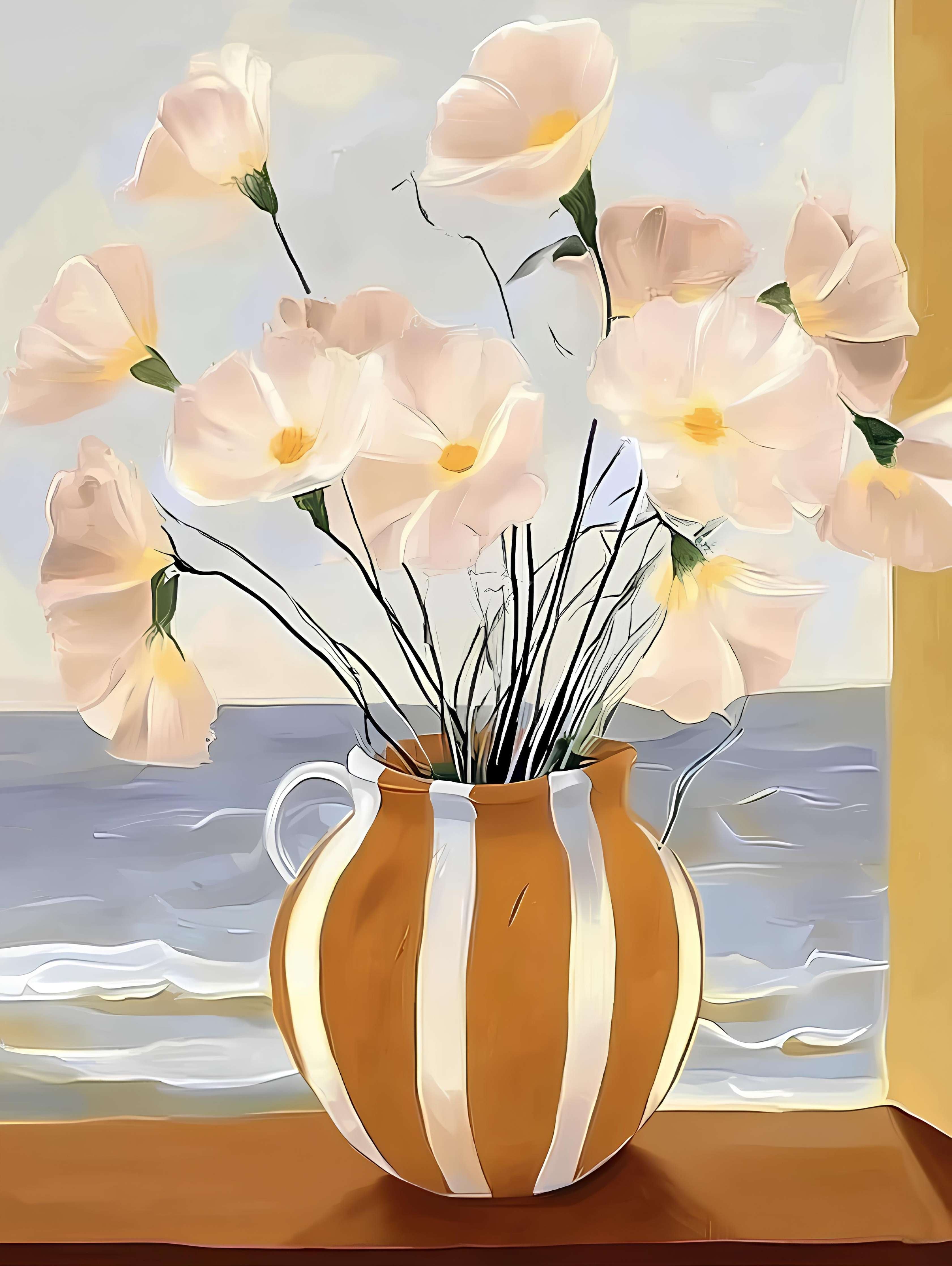 Große Wandbilder-Sanfte Blumen im Keramikvase