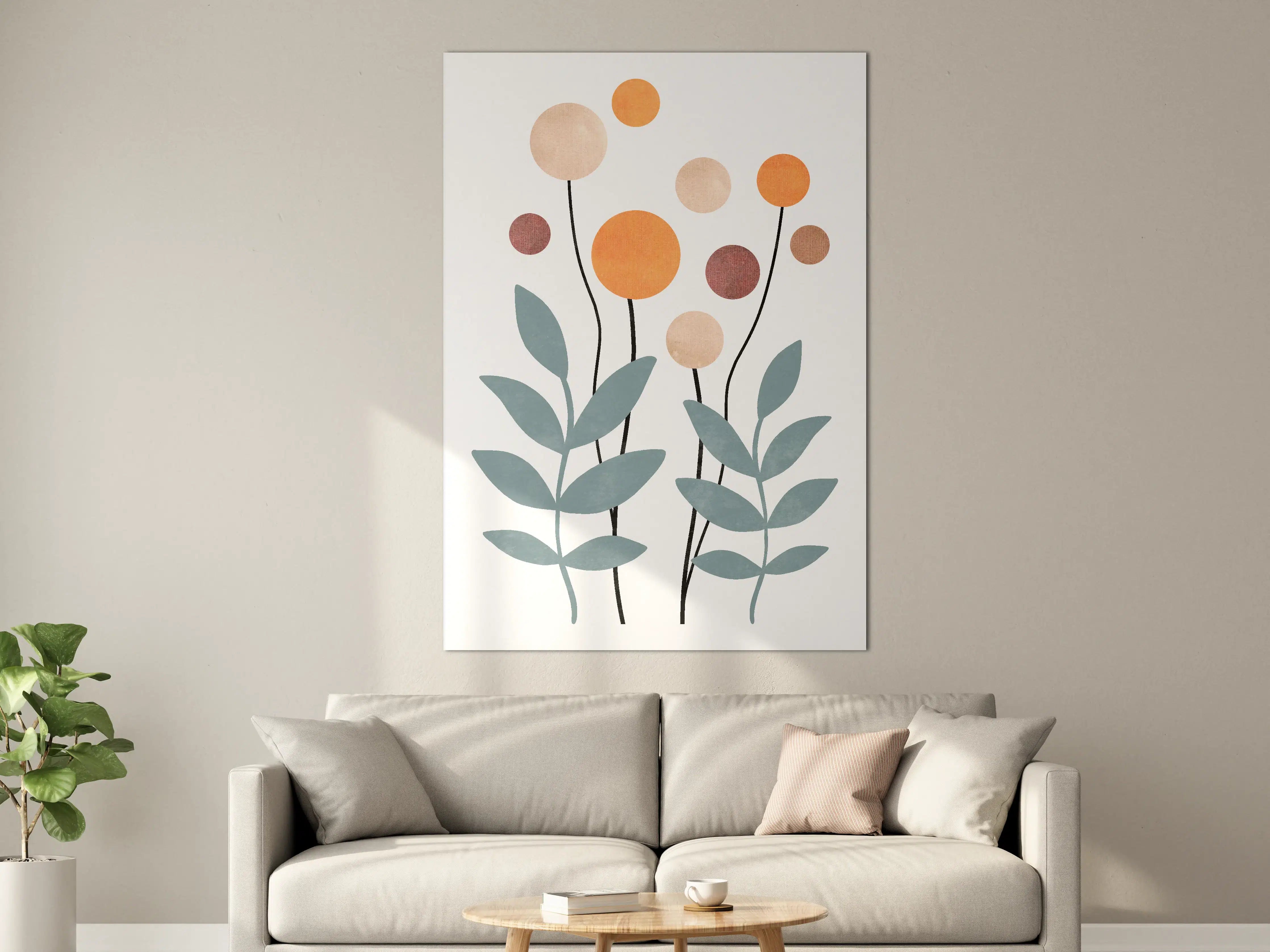 Große Wandbilder - Sanfte Blumenillustration in Pastellfarben