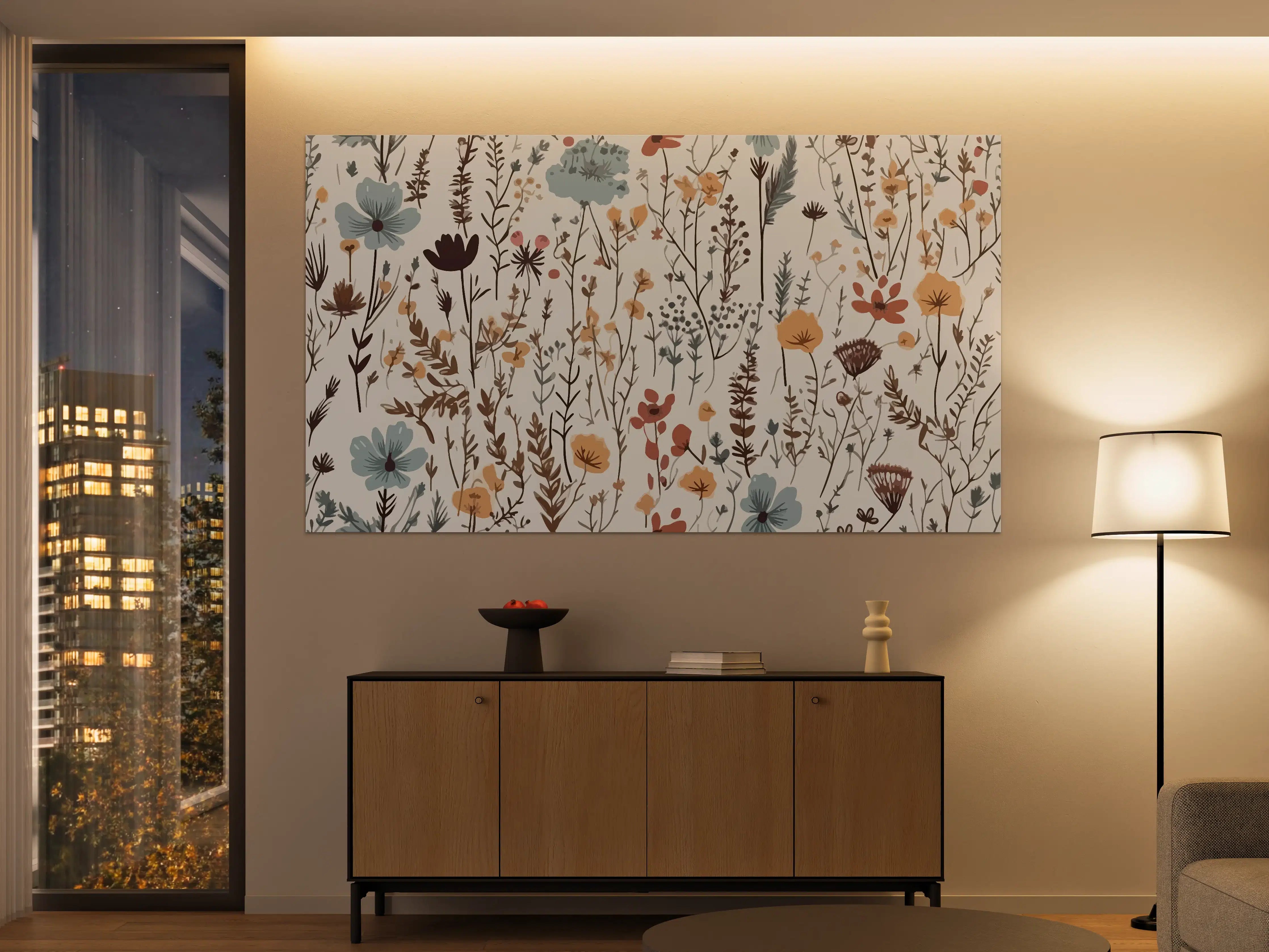 Große Wandbilder - Sanfte Blumenwiese mit Pastellfarben