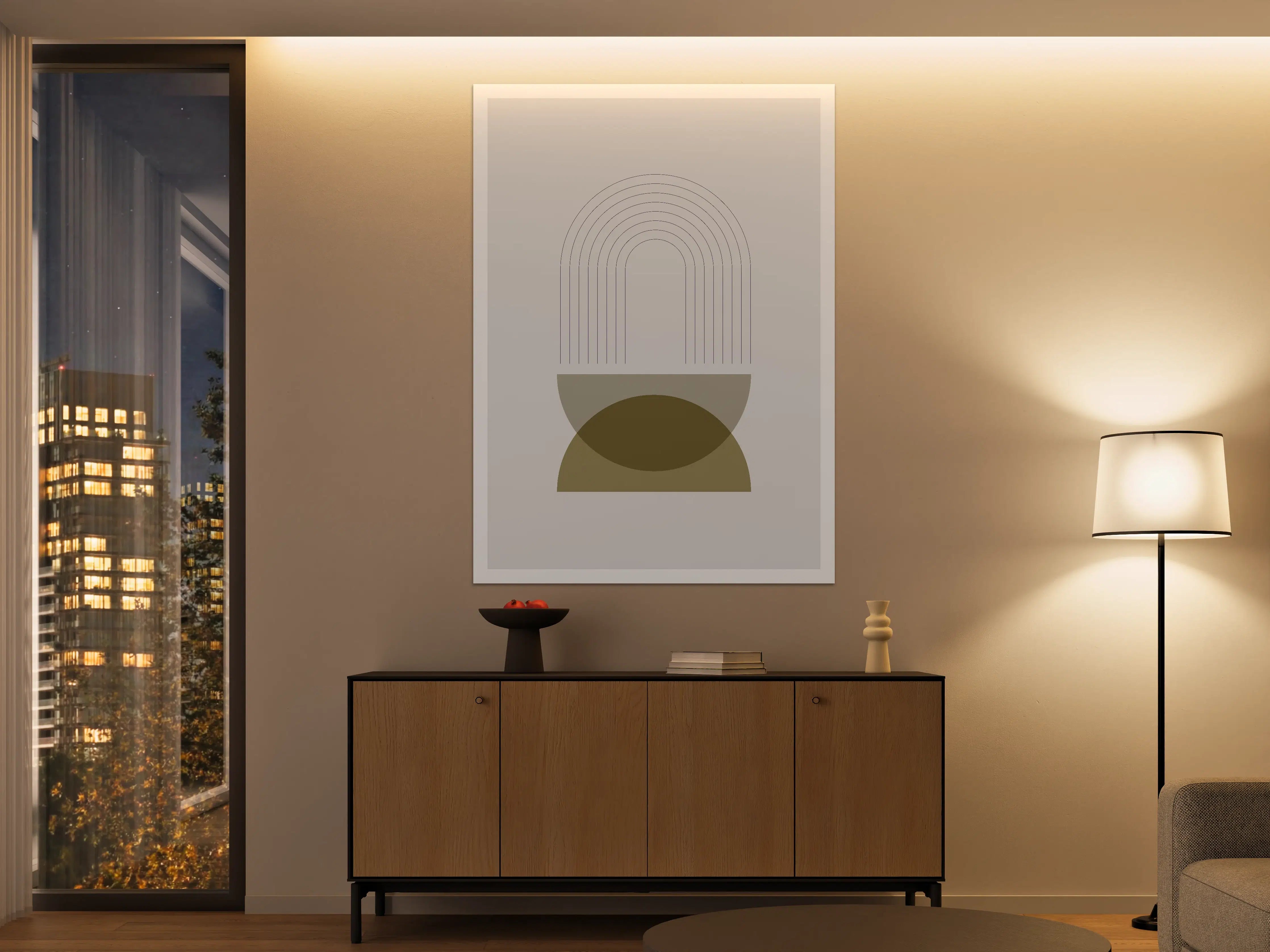 Große Wandbilder - Sanfte Erdtöne mit geometrischem Design