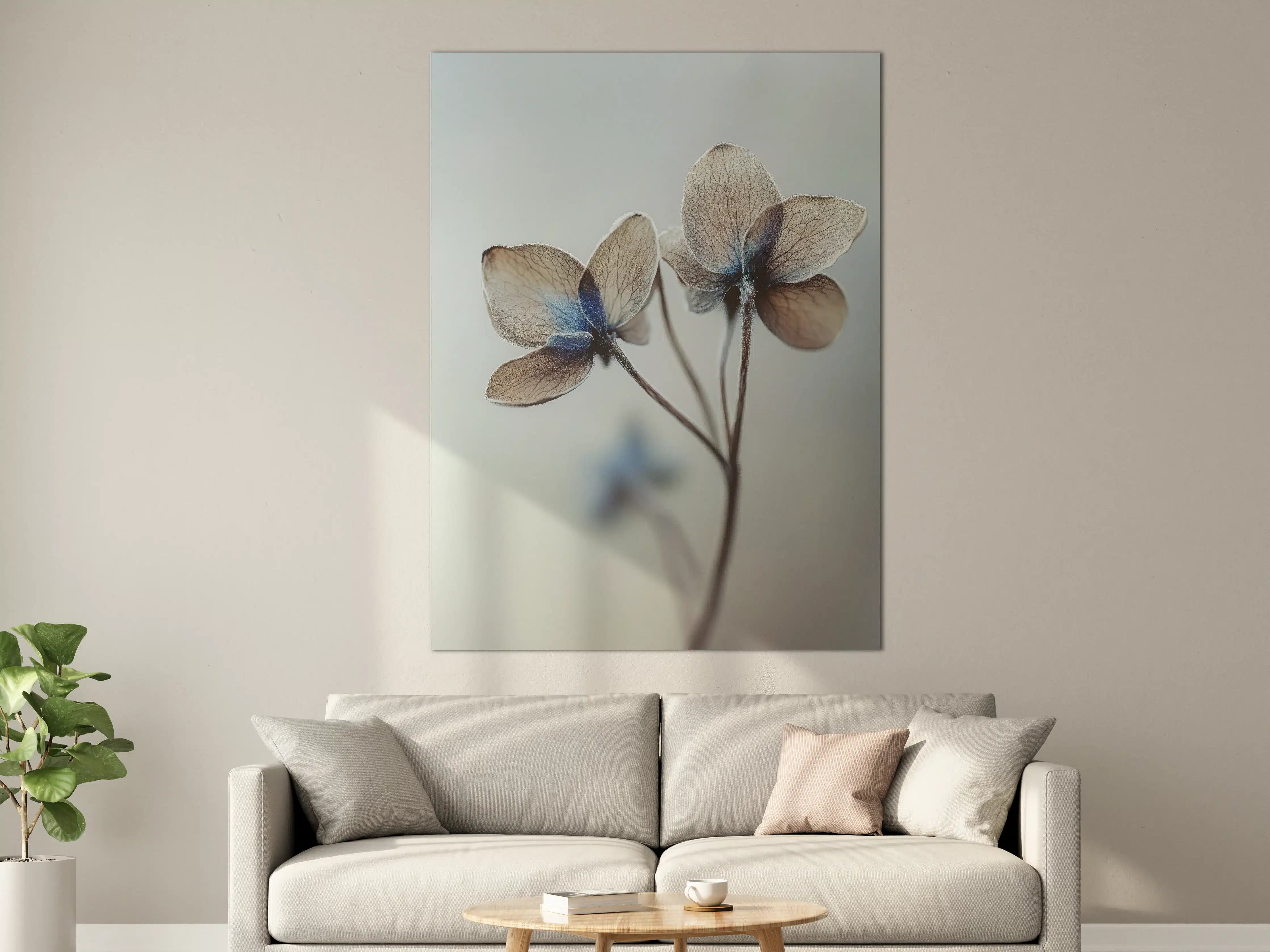Große Wandbilder - Sanfte Grau-Pastell-Hortensien