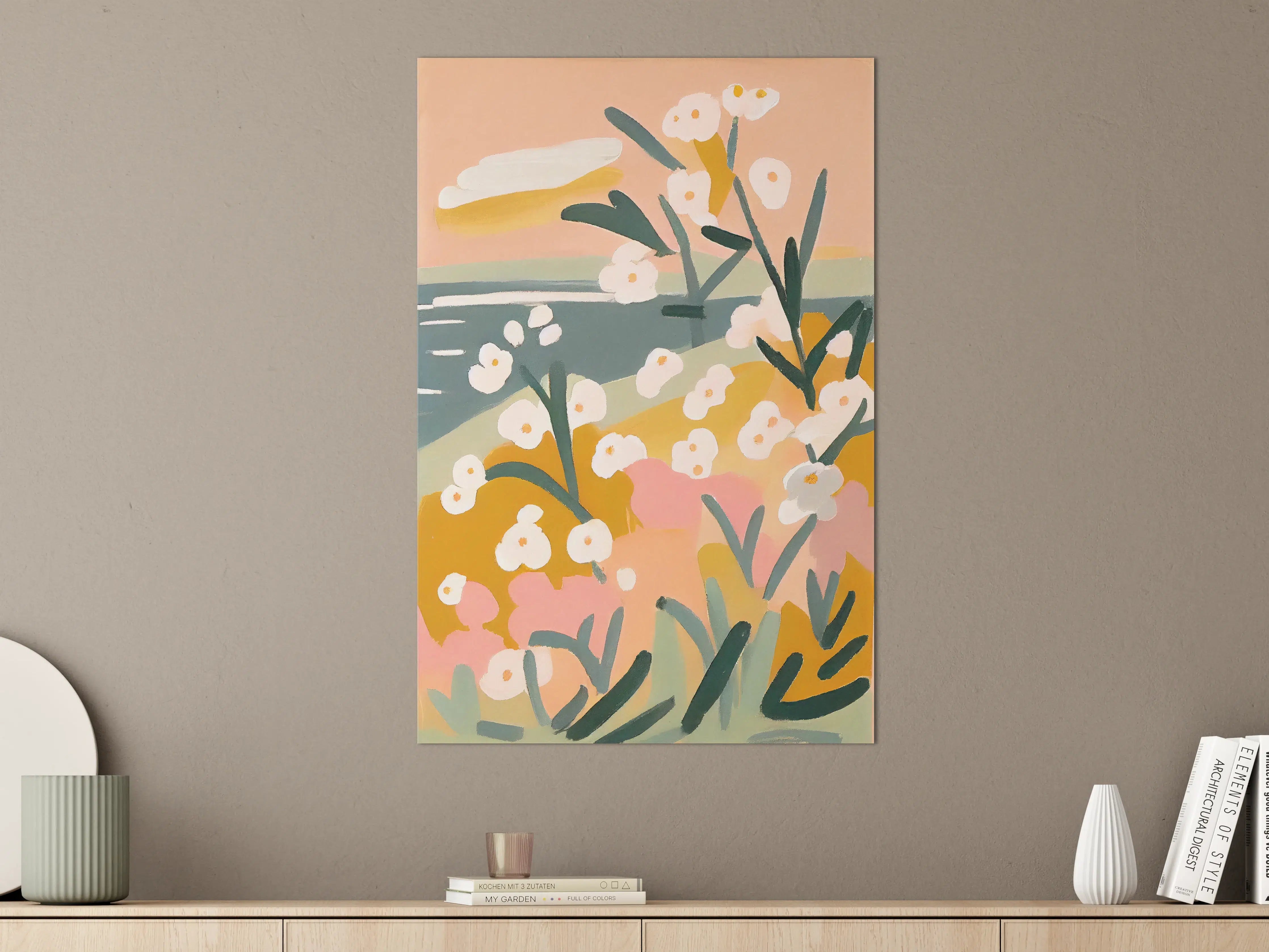 Große Wandbilder - Sanfte Graublumen im Pastellglanz