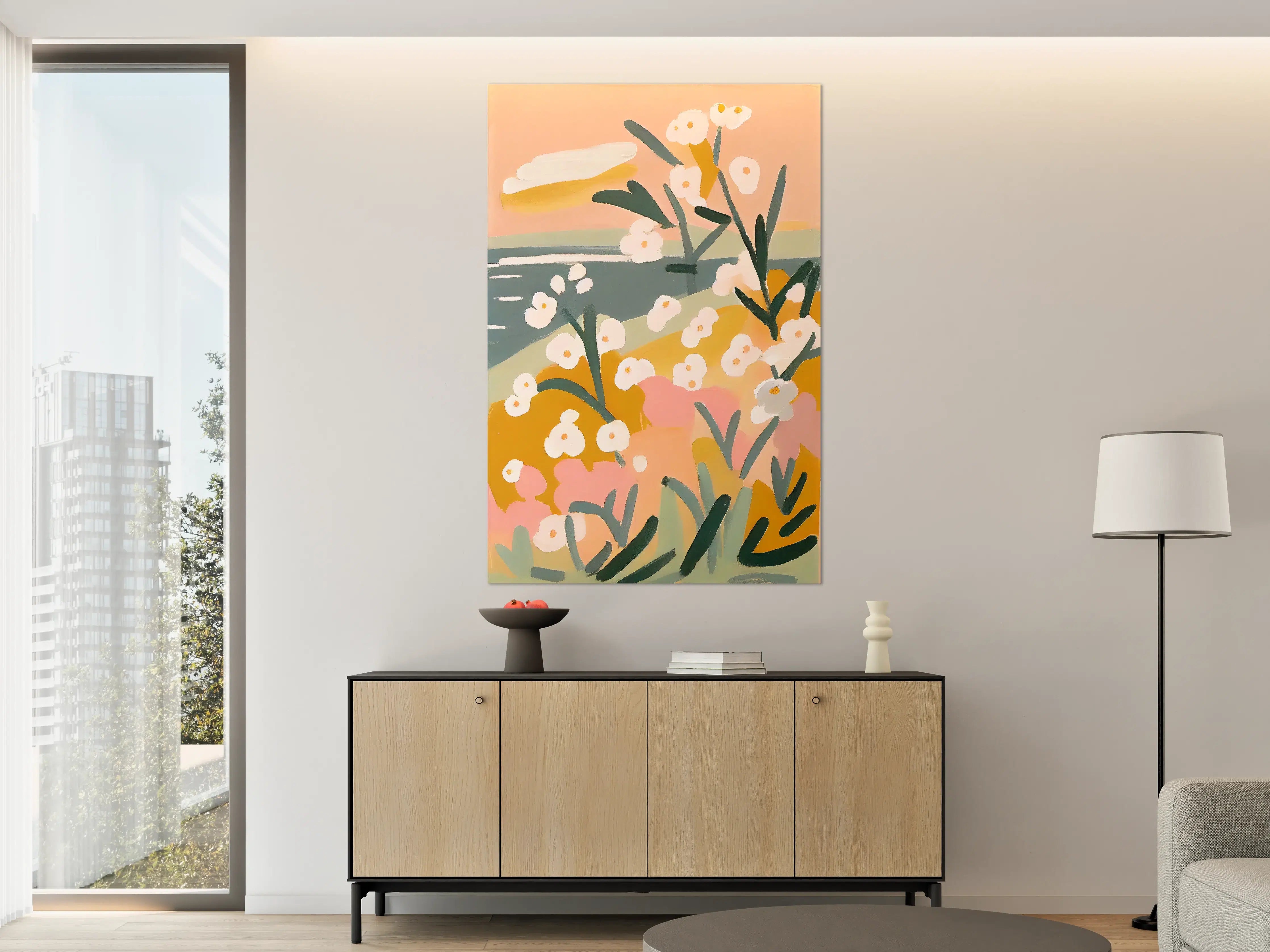 Große Wandbilder - Sanfte Graublumen im Pastellglanz