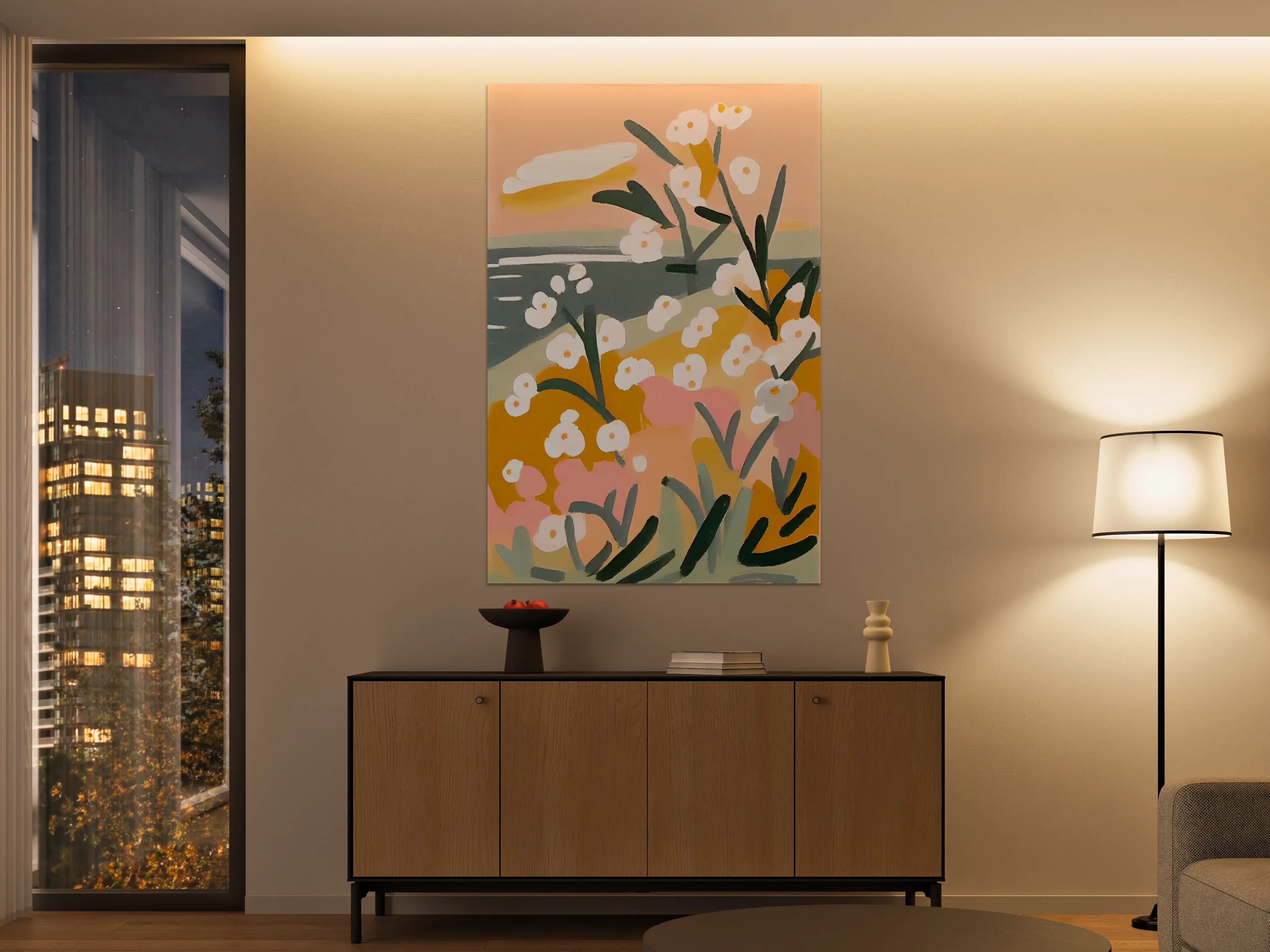 Große Wandbilder - Sanfte Graublumen im Pastellglanz